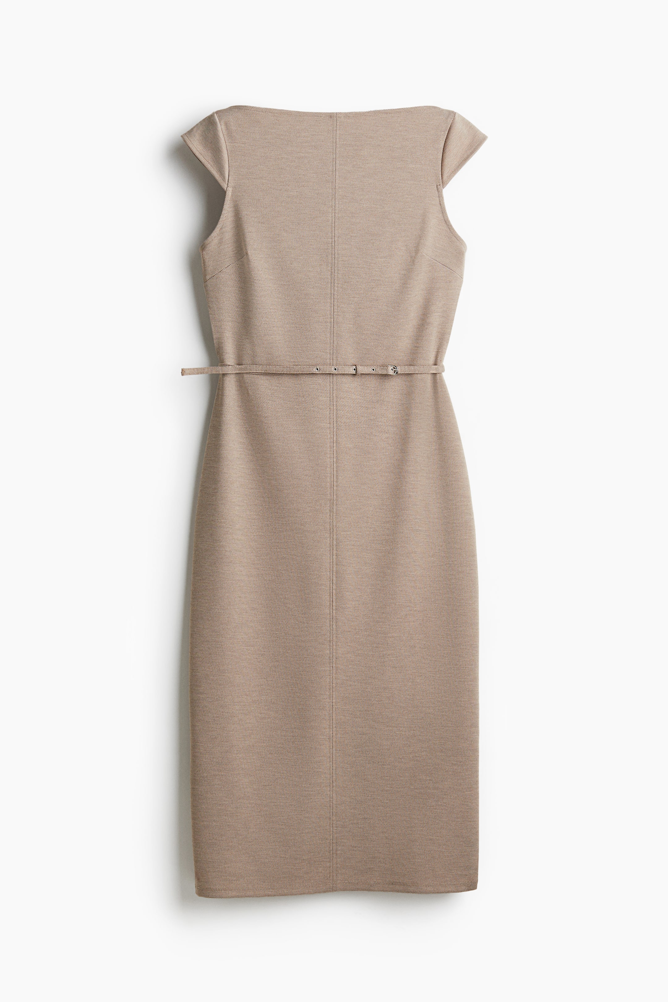 Belted cap-sleeved dress