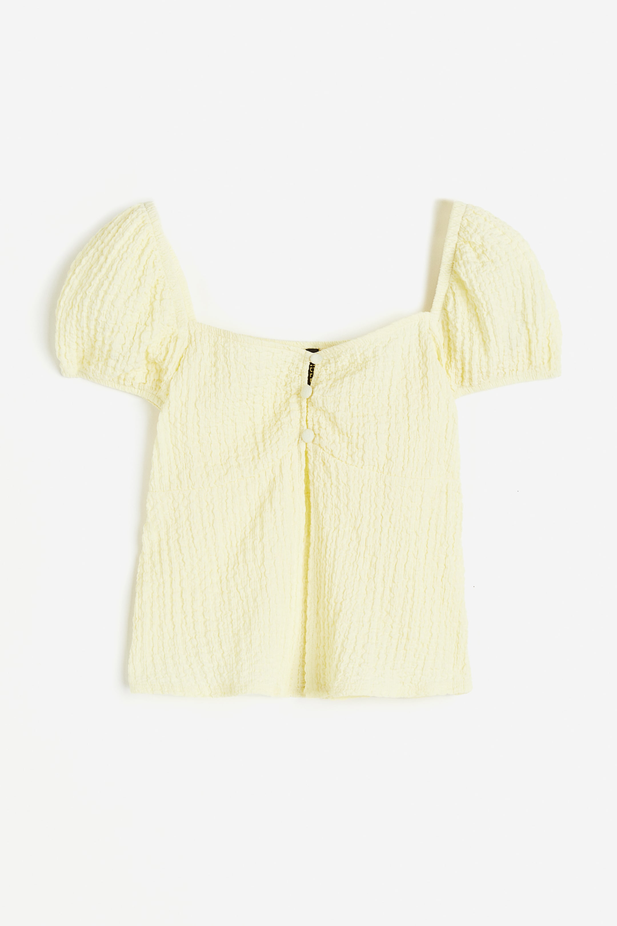 View larger image: Crinkled Puff Sleeve Top - Light yellow - Ladies | H&M AU 1