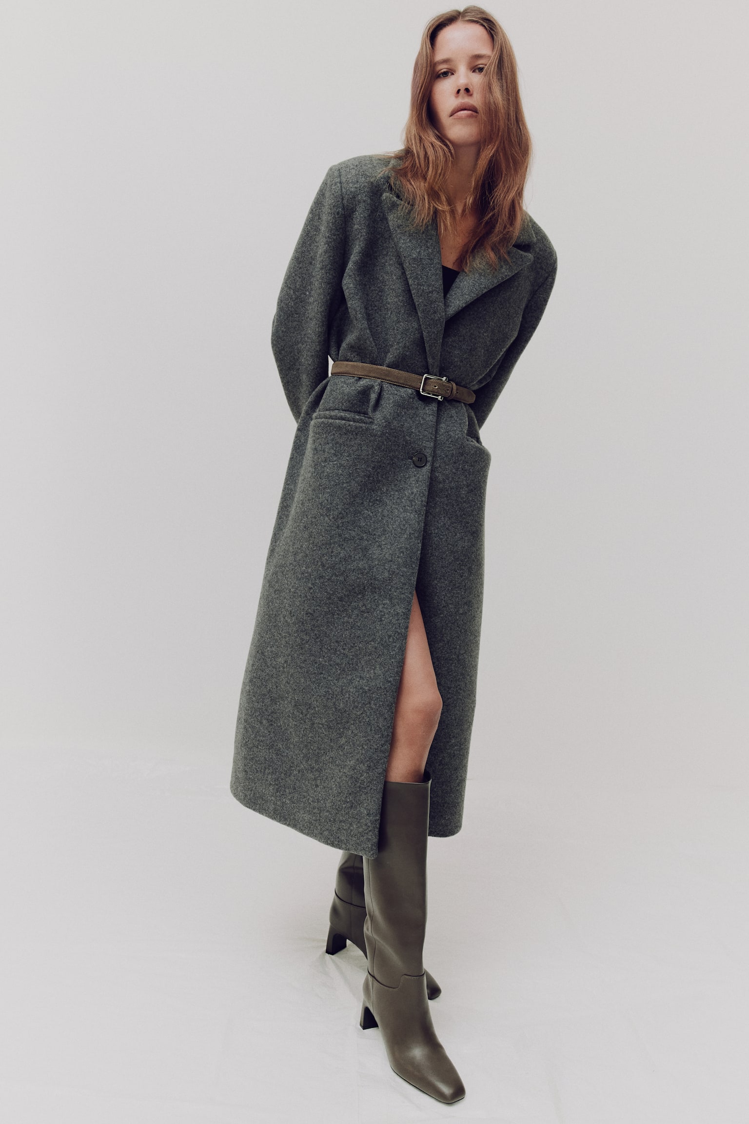 Leather belt - Dark khaki green/Brown/Beige - 3