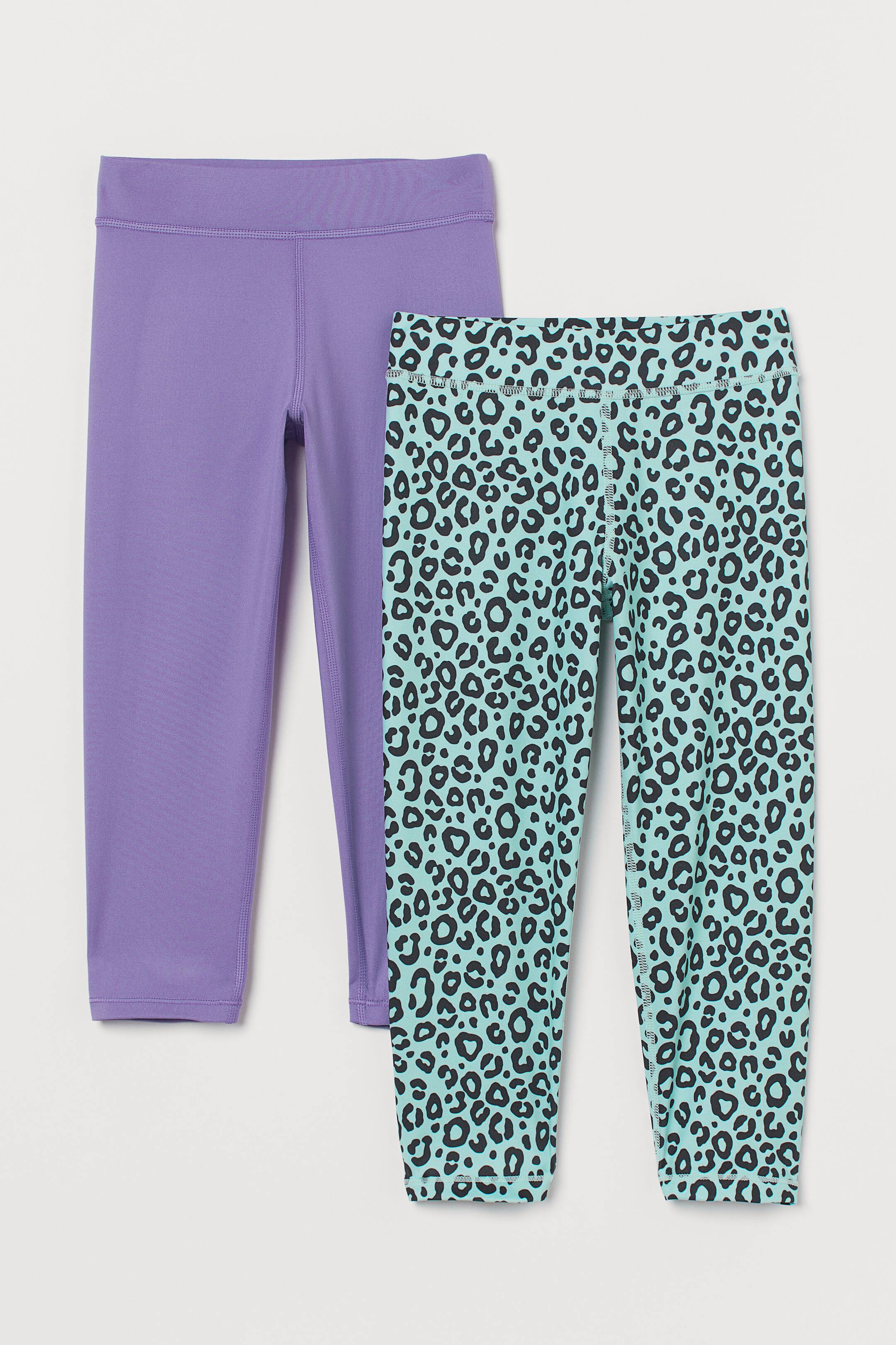 이미지 확대 보기: 스포츠 레깅스 2피스 세트 - 민트 그린/레오파드 - Kids | H&M KR 1