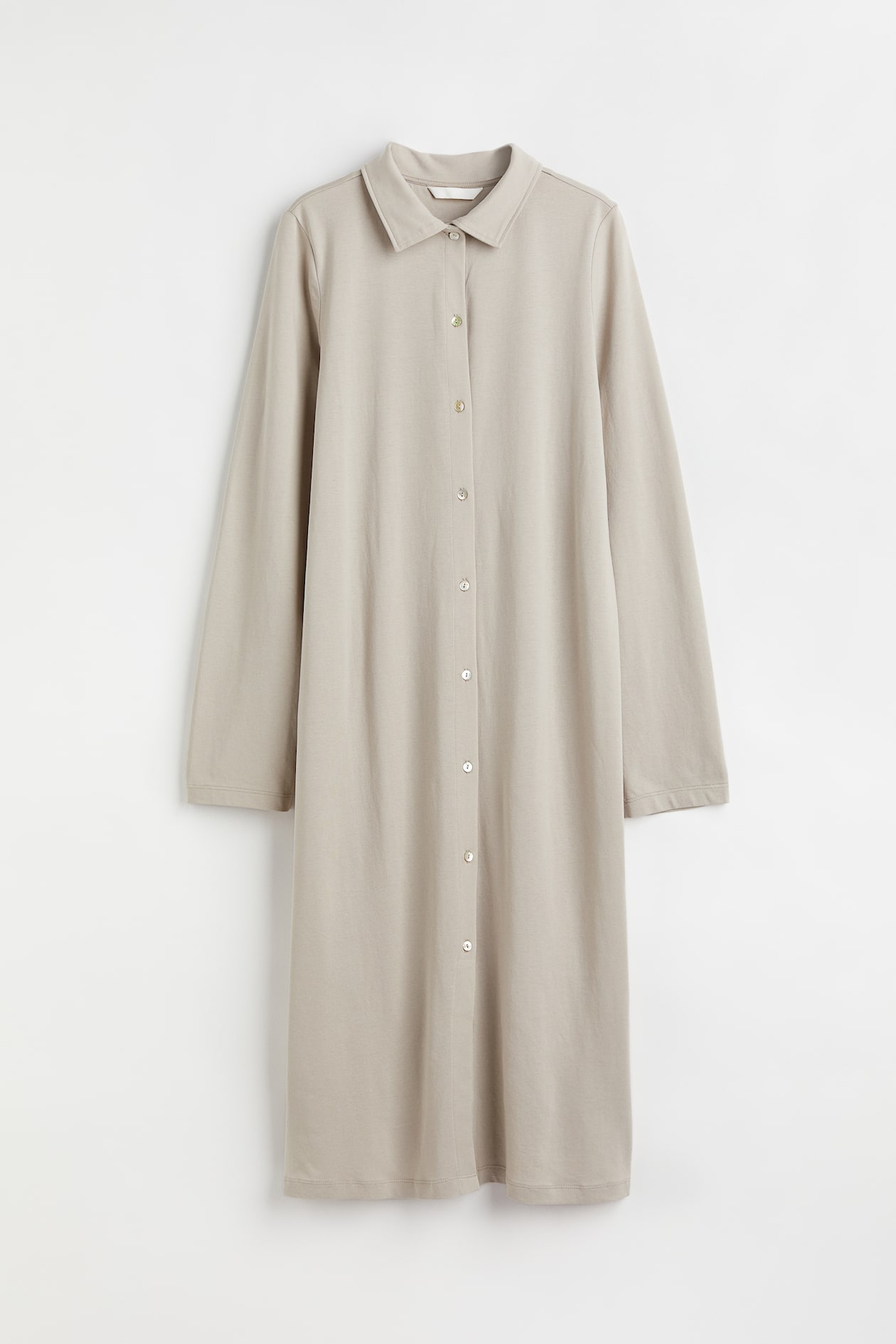 Jersey Shirt Dress - Long sleeve - Midi - Light beige - Ladies | H&M US