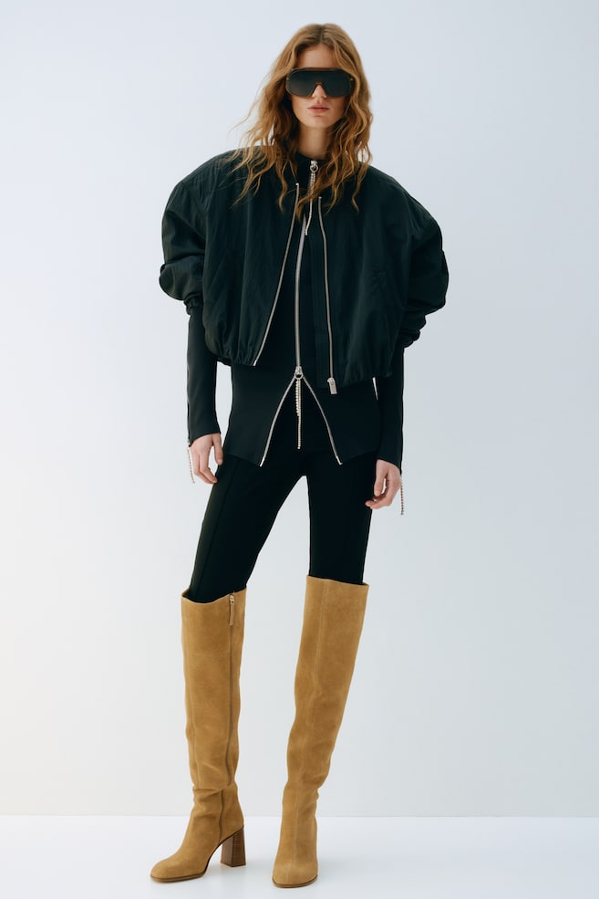 Over-the-Knee Split Suede Boots - Beige - 2