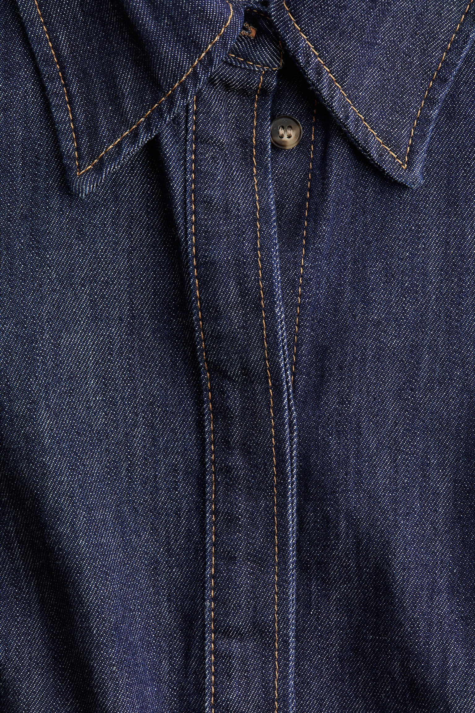 Tapered-waist denim shirt - Dark denim blue/Black - 4