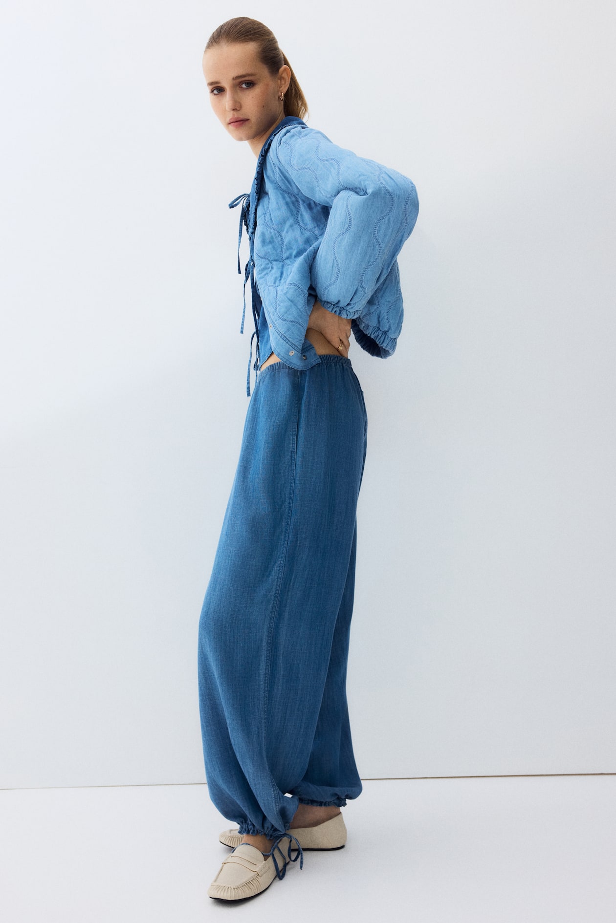 Drawstring-Detail Denim Pants - image 3