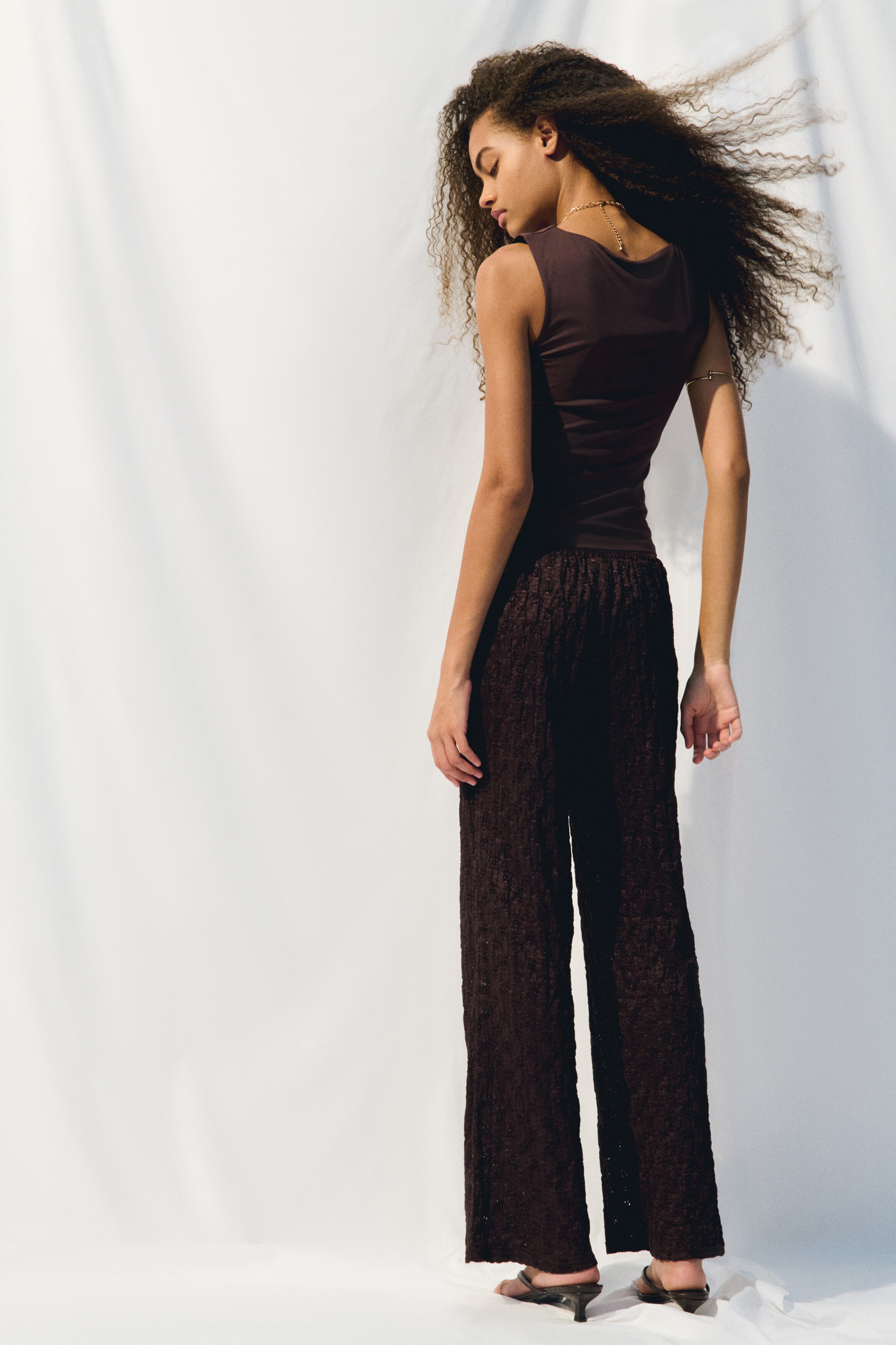 Lace-look drawstring trousers