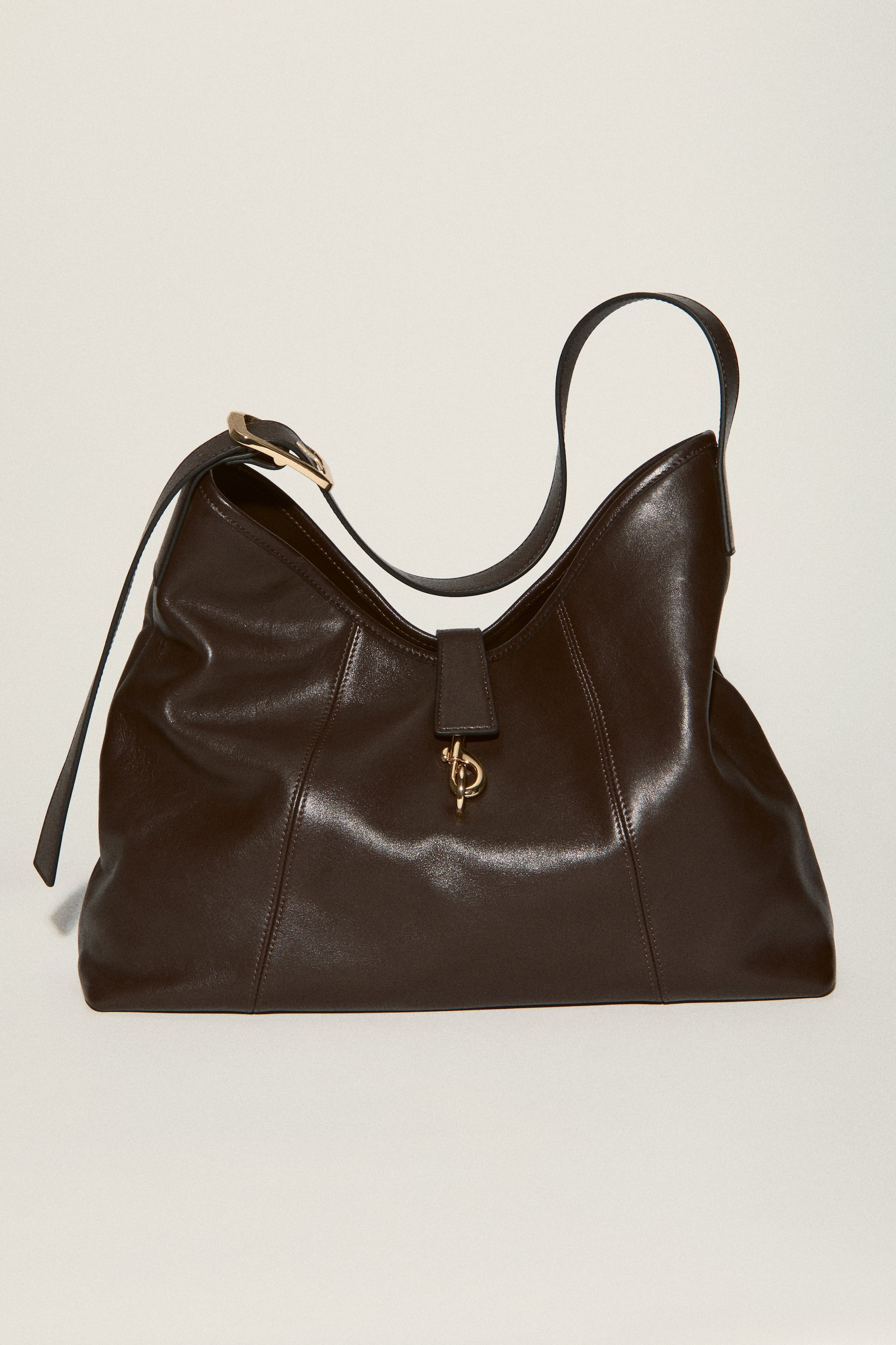 查看大圖: Leather shoulder bag - 深咖啡色 - Ladies | H&M 1