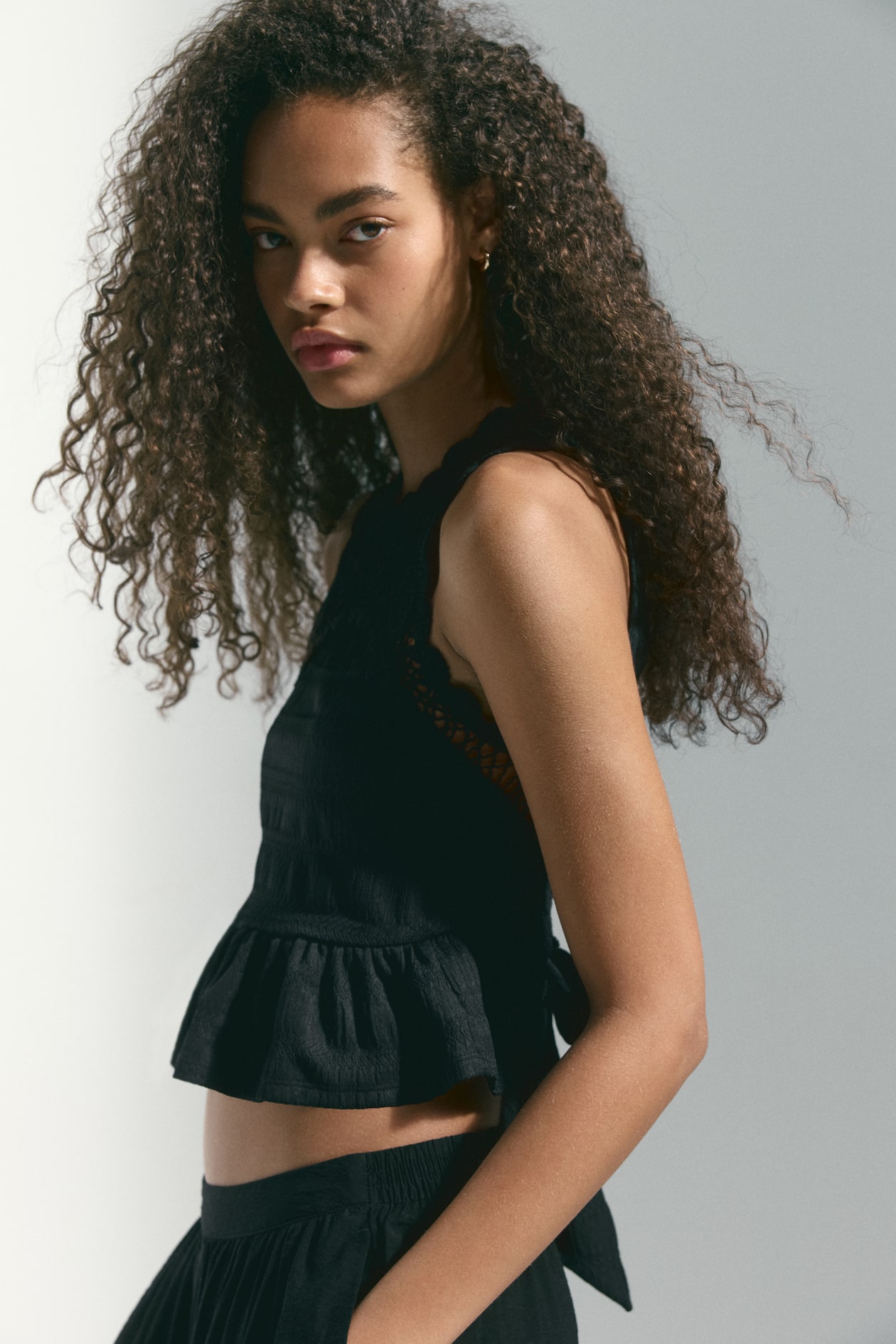 Textured Top with Crochet-Look Section - image 5