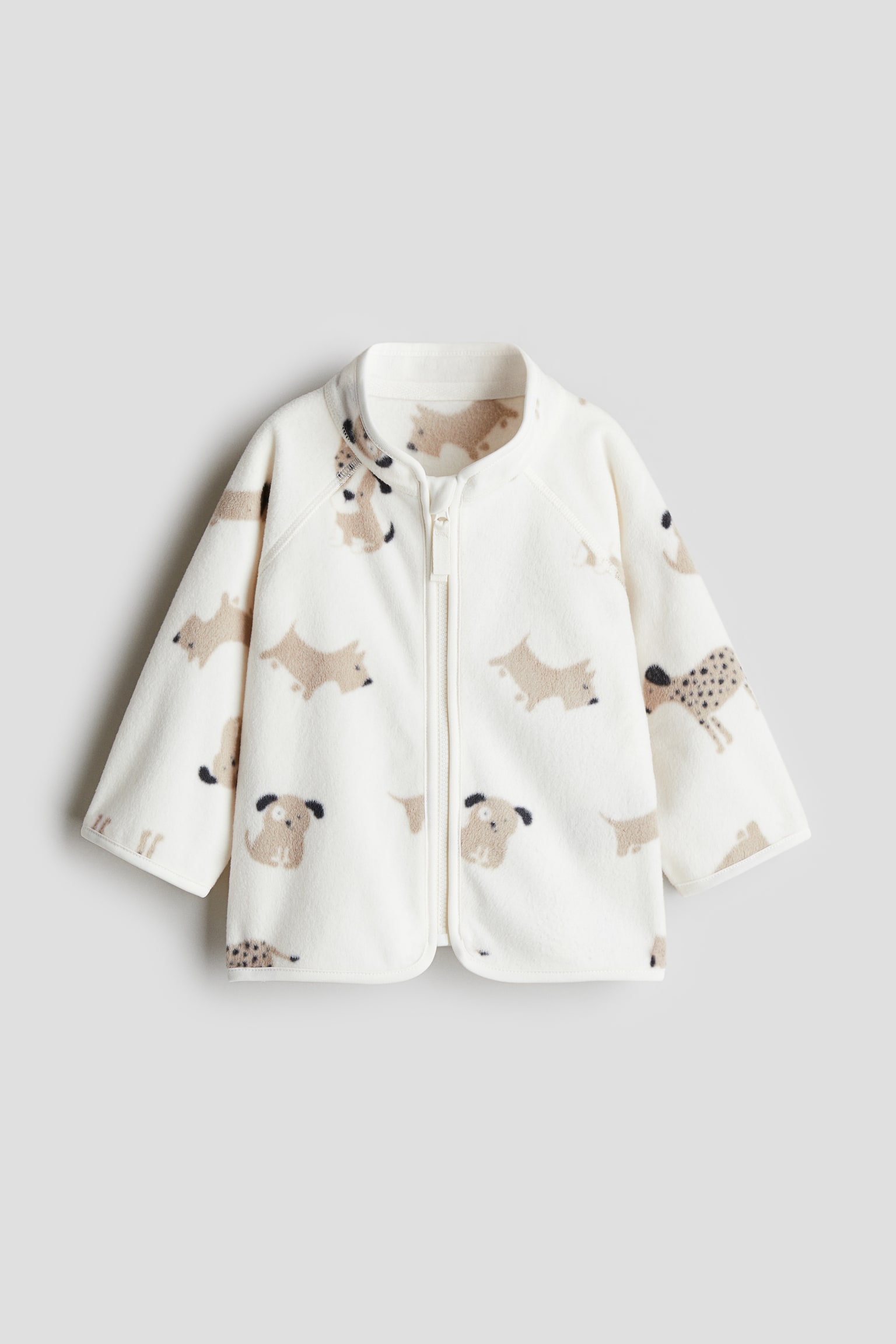 Fleece jacket - White/Dogs/Khaki green/Dinosaurs/White/Floral/Light beige/Light pink - 1