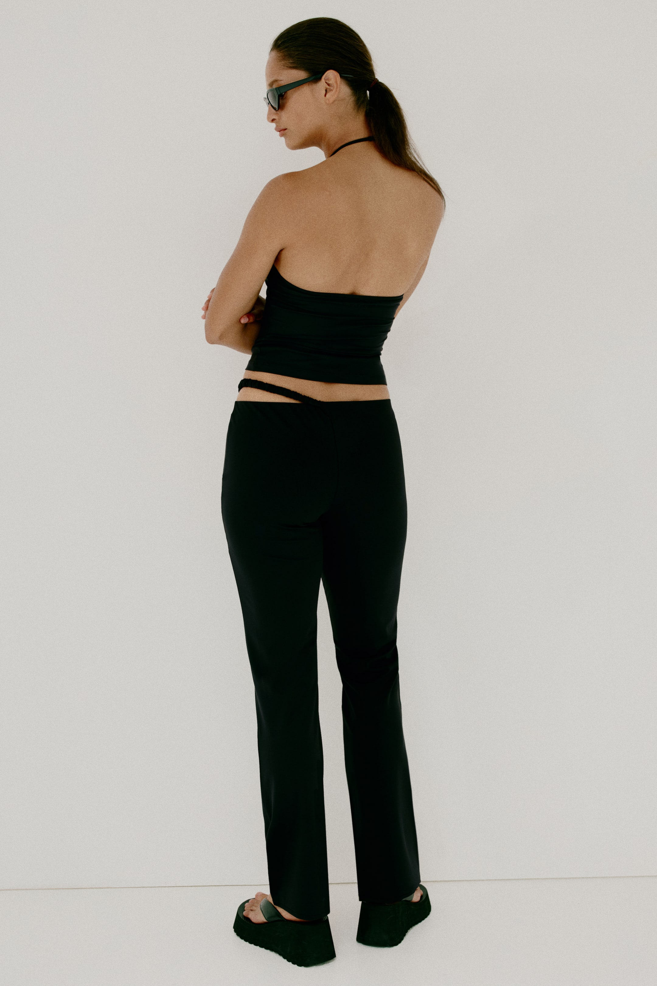 Strap-Detail Jersey Pants