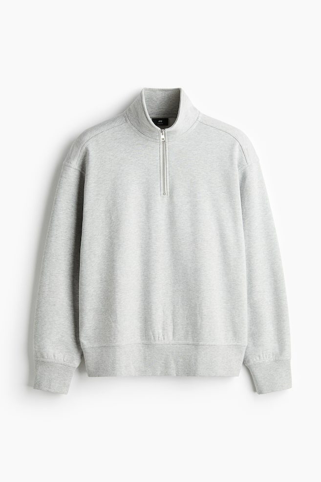 Loose Fit Zip-top sweatshirt - Grey marl/Black/Cream/White - 1
