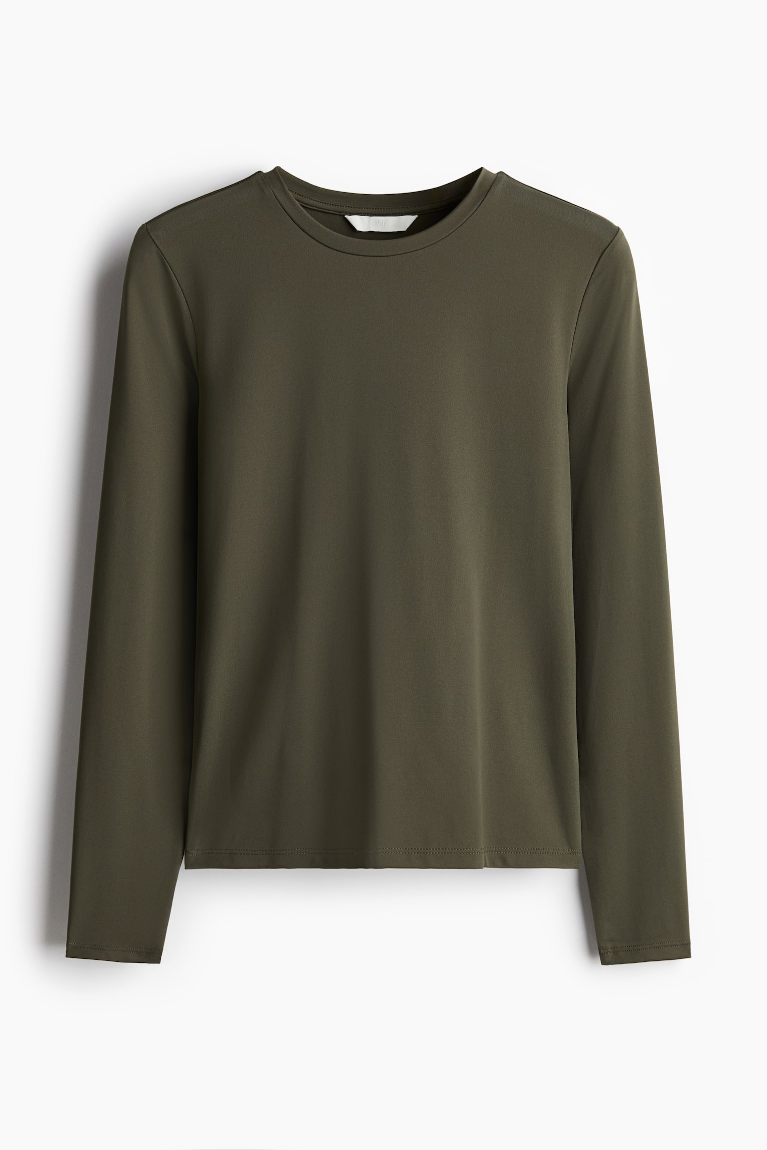 Long-sleeved microfibre top - Dark khaki green/White/Black/Natural white - 2