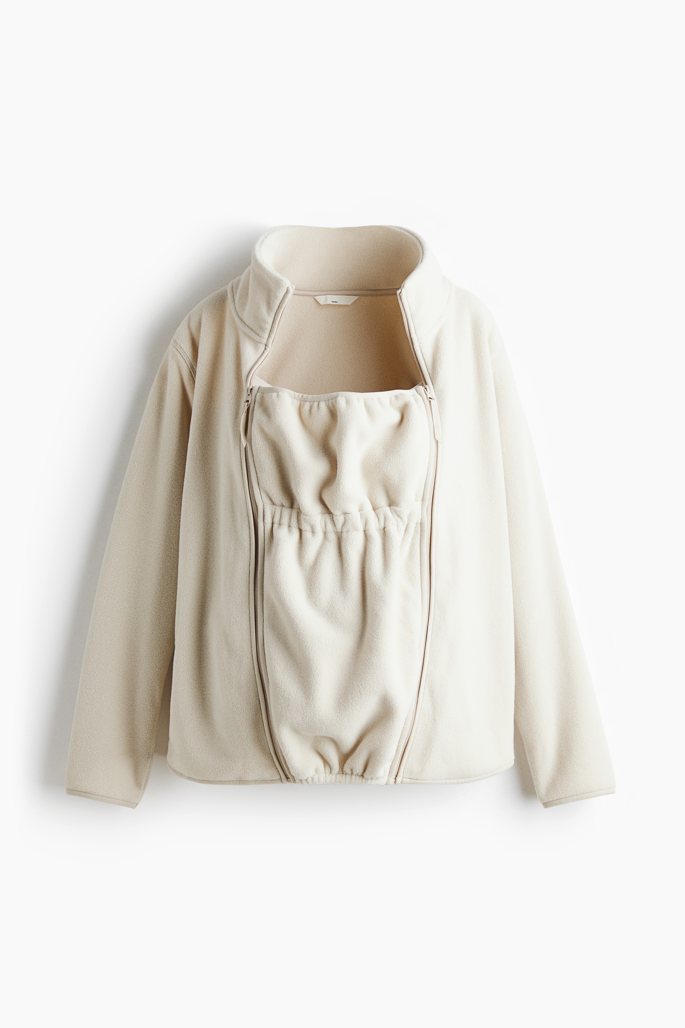 MAMA Before & After Tragejacke aus Fleece - Hellbeige/Weinrot