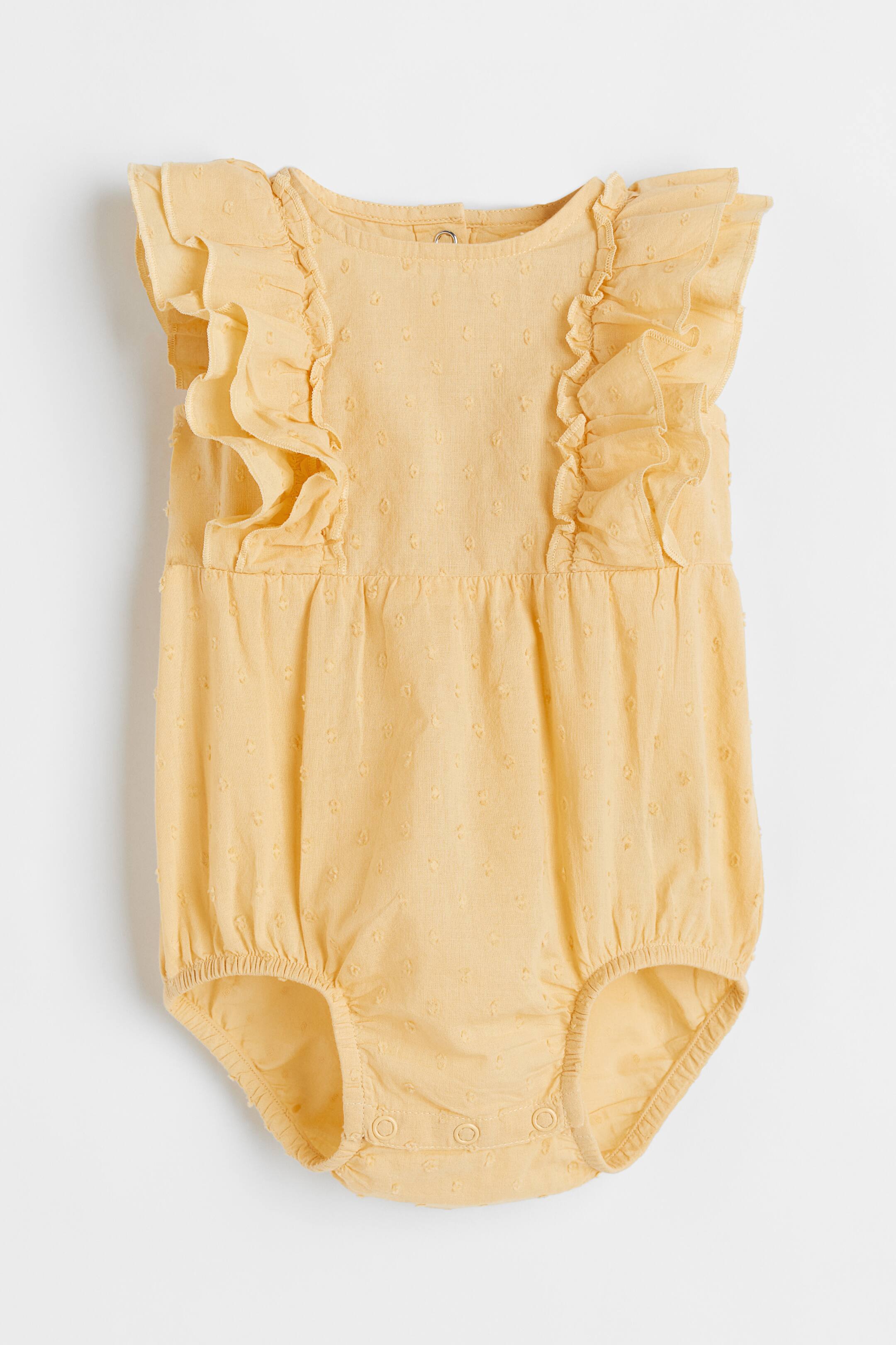 View larger image: Flounce-trimmed romper suit - Yellow - Kids | H&M 1