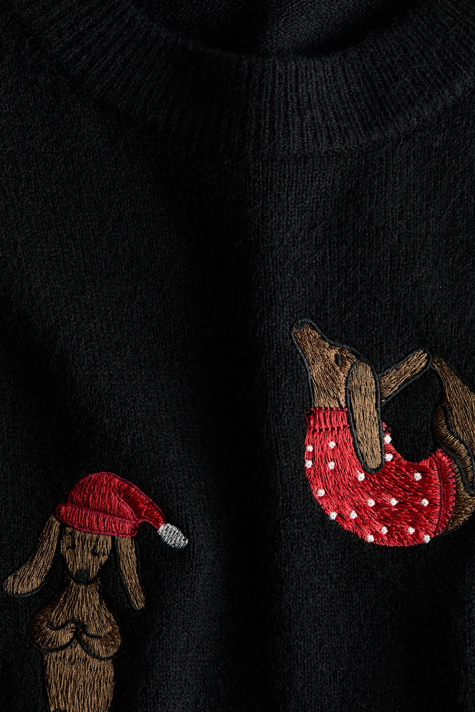 Embroidered jumper - Black/Dogs - 4