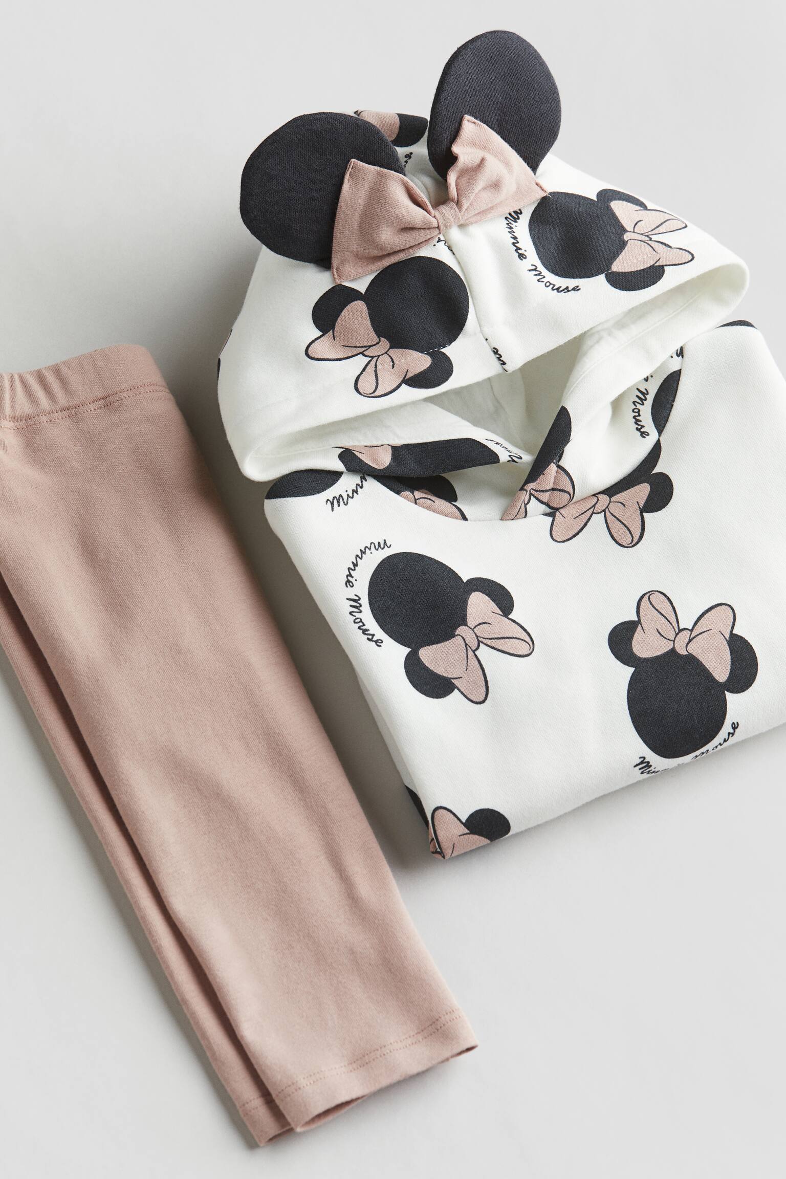 2-piece Hoodie & Leggings Set - Dusty pink/Minnie Mouse/Light pink/Minnie Mouse/Cream/Minnie Mouse - 1