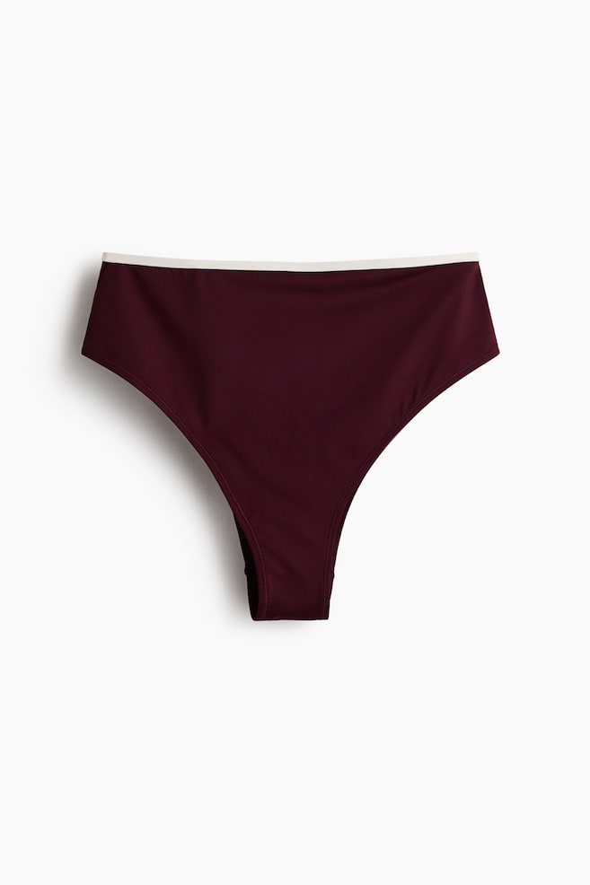 High Waist Cheeky Bikini bottoms - Burgundy/Cream/Powder pink/Paisley pattern/Dark purple/Navy blue/Dark brown/White/Light yellow/White/Dark brown/Black/Blue - 1