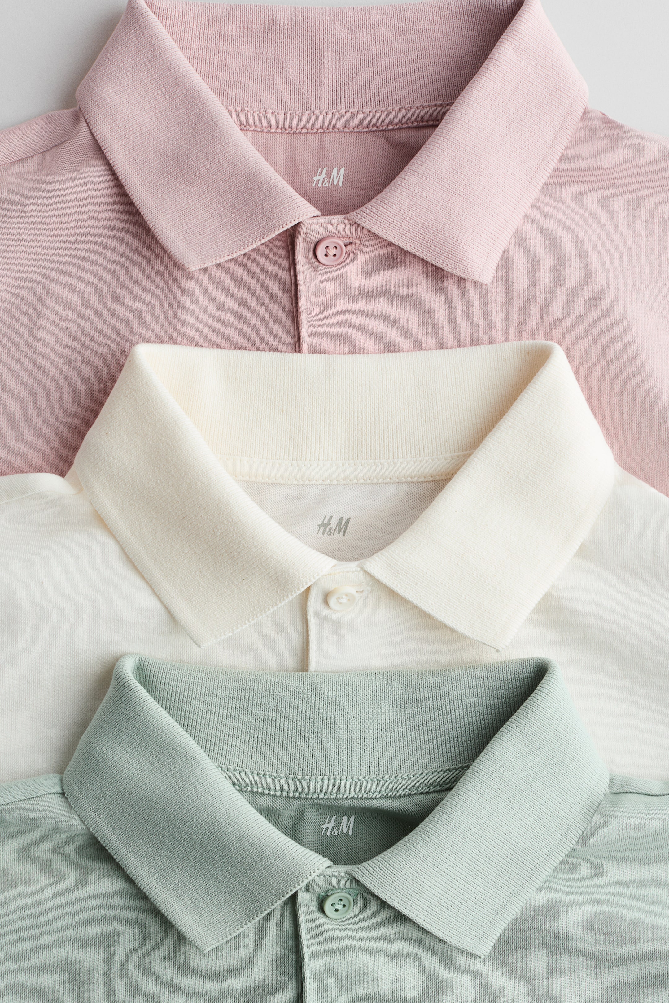 Детские рубашки H&M 3-pack Cotton Polo Shirts — фото 2