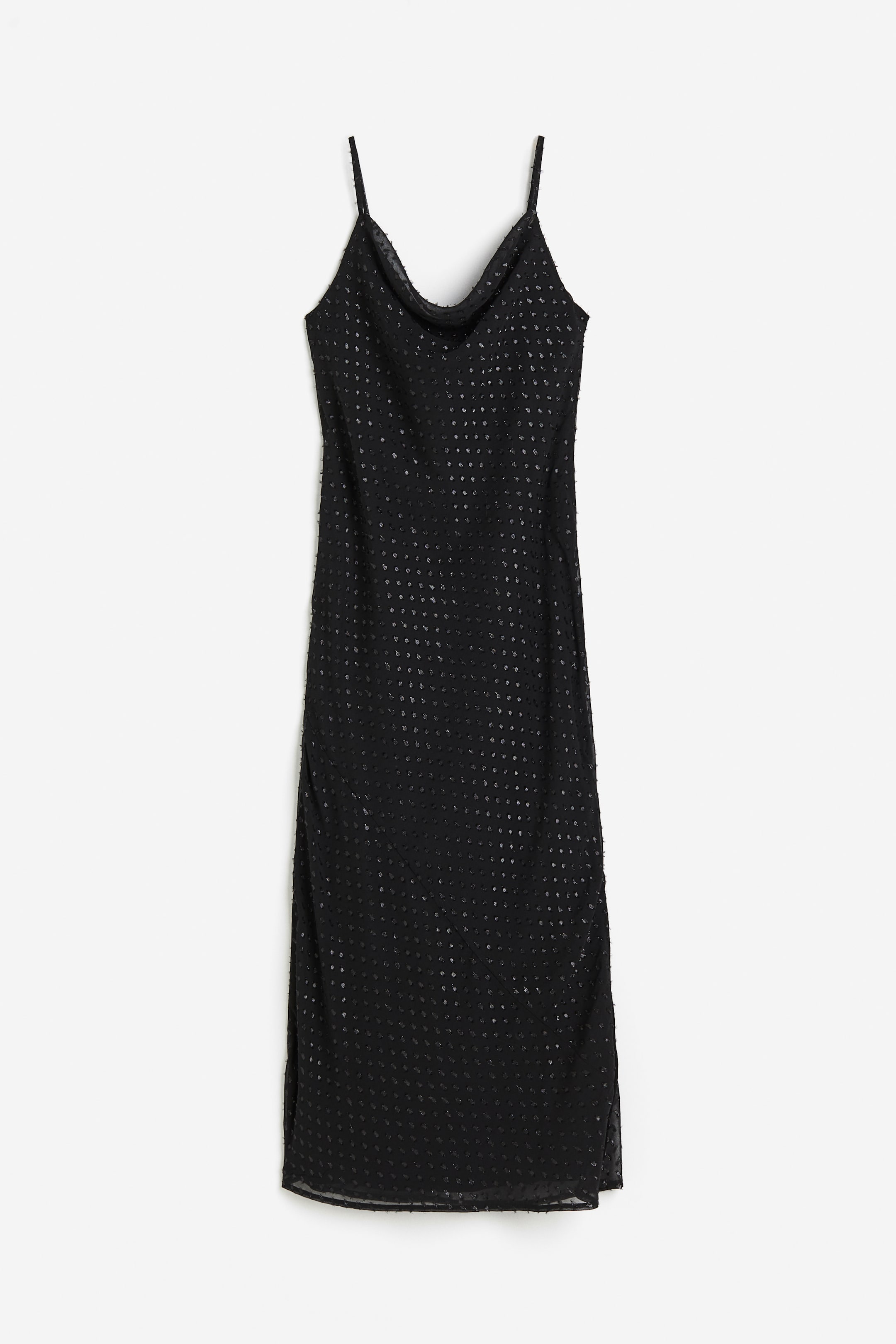 Glittery Plumeti Slip Dress - Black/dotted - Ladies | H&M US