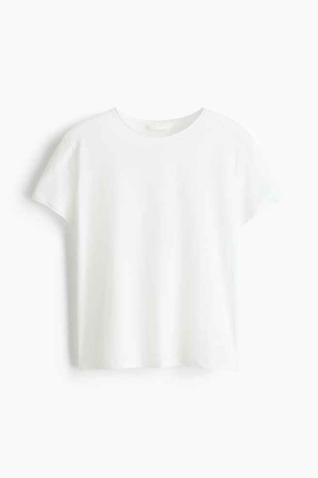 Roll-edge T-shirt - White/Light beige/Brown - 1