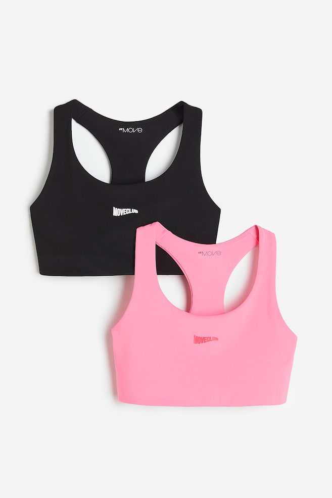 2-pack Medium support sports bras - Bubblegum pink/Black/Black/White/Light purple/Navy blue/Dark green/Black - 1