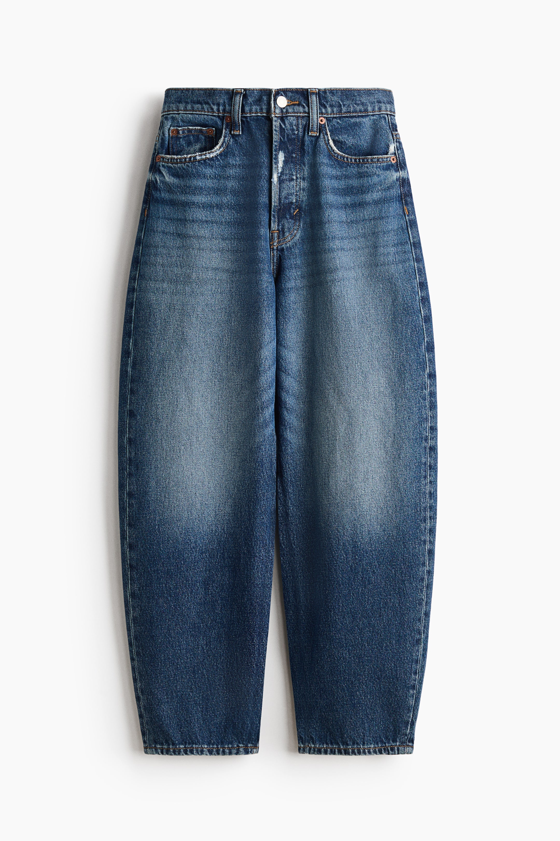 High-Waist Barrel-Leg Ankle Jeans