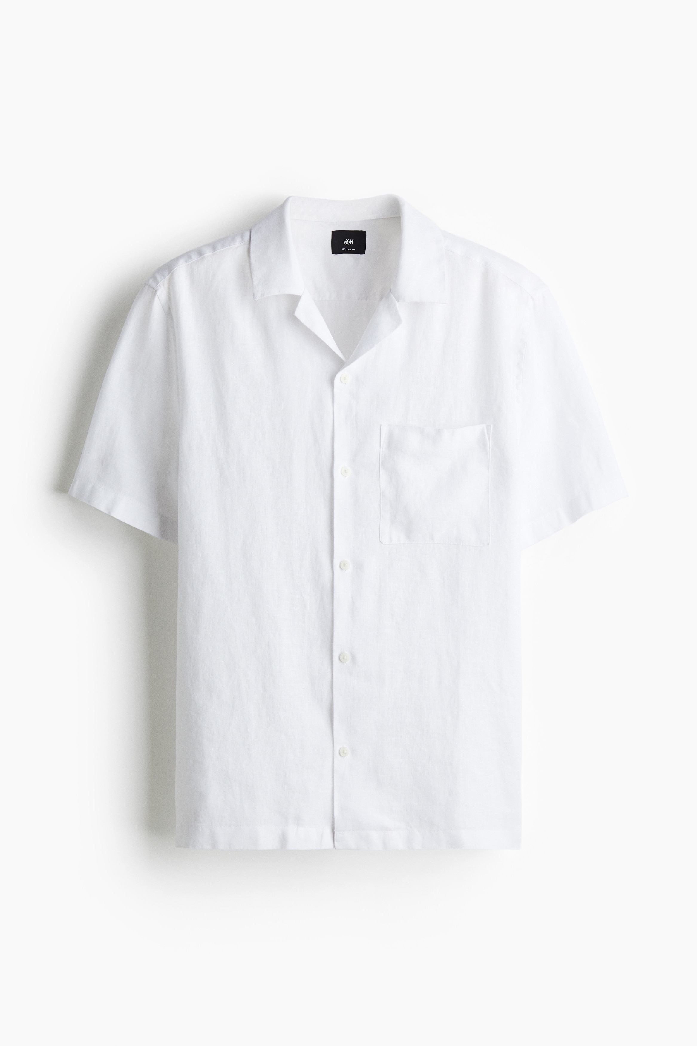 Regular Fit Linen resort shirt - White/Navy blue/Cream