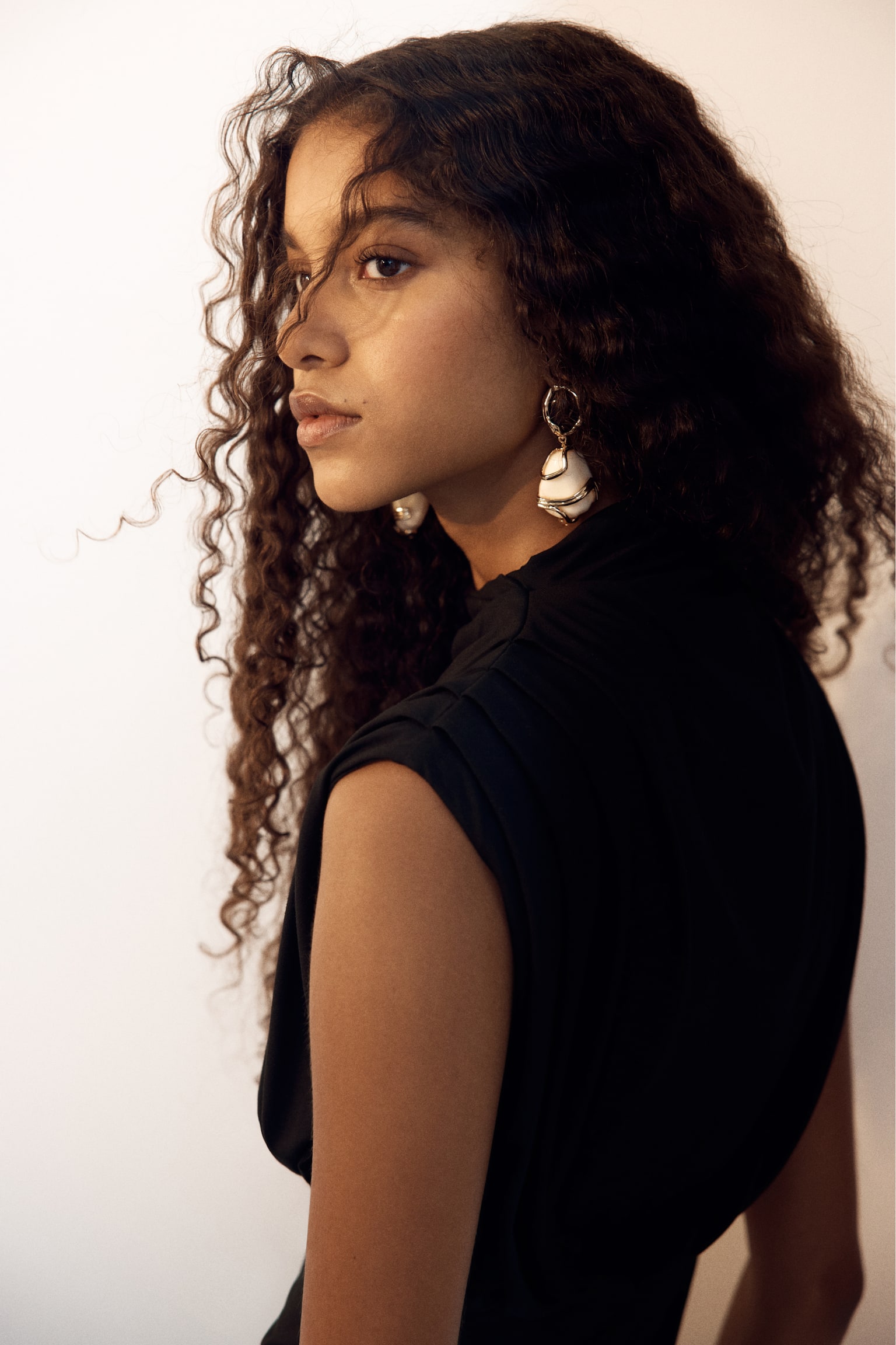 Top à col cheminée en viscose - Noir/Marron foncé - 4