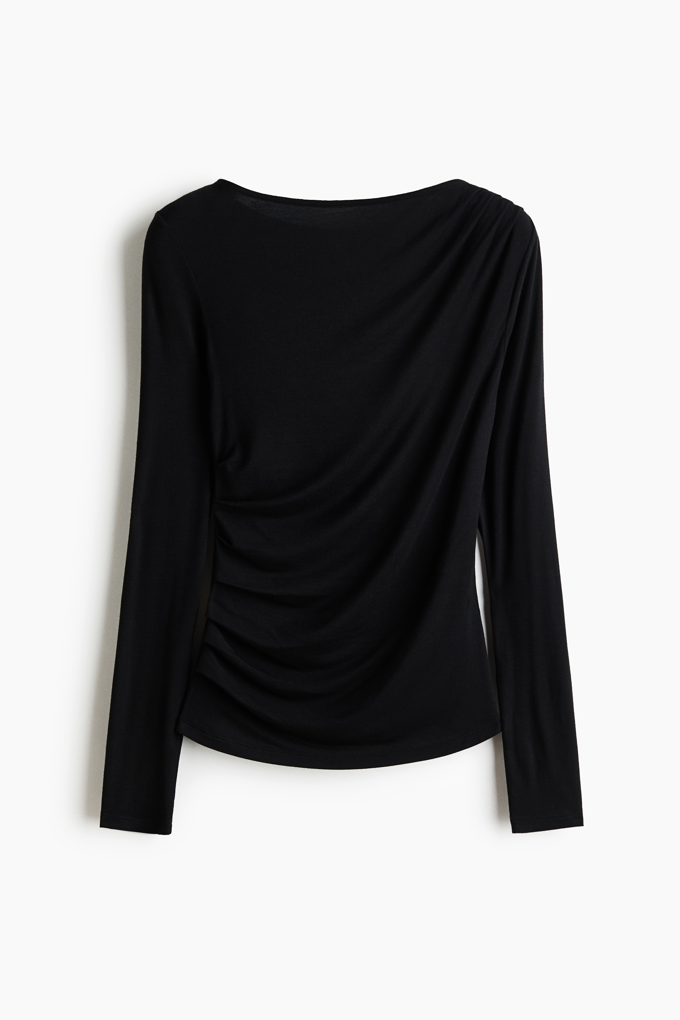 Draped Viscose Top - Black/Golden olive