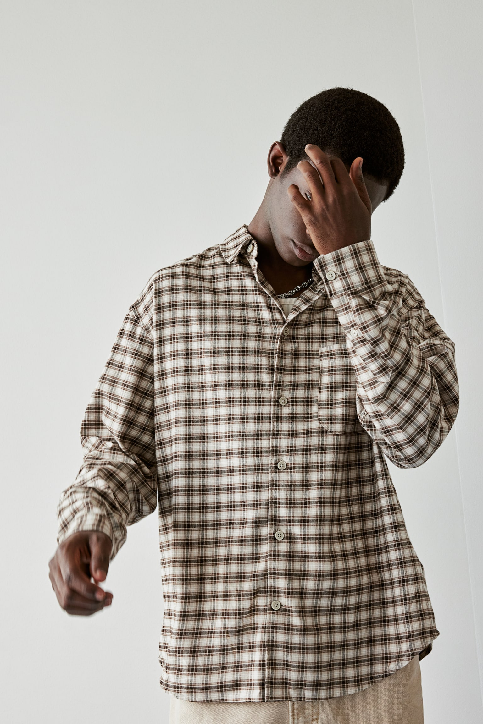 Loose Fit Shirt - Beige/Checked/Dark blue/Checked/Grey/Checked/Dark brown/Checked/Black/Checked - 3