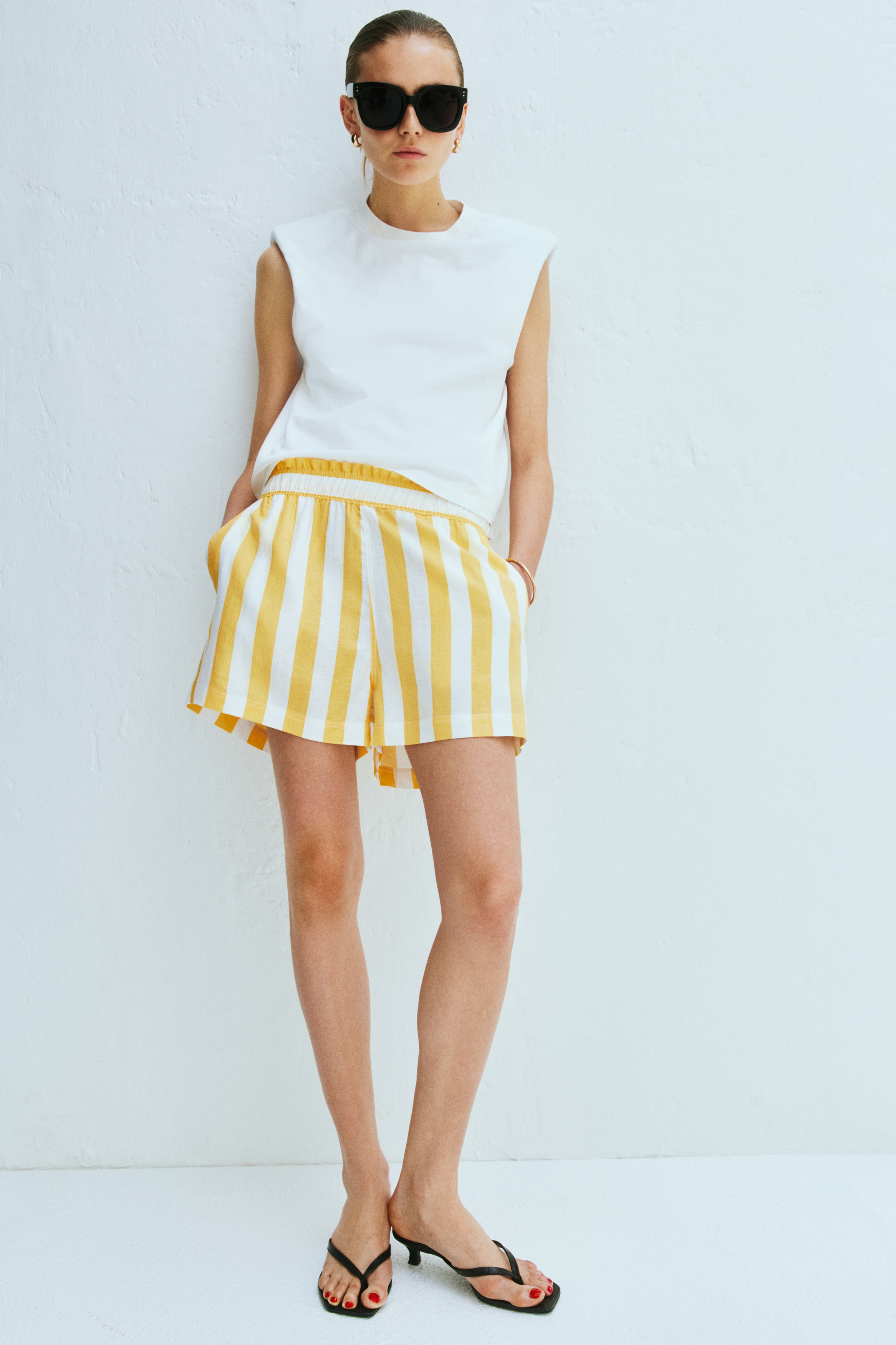 Linen-blend shorts