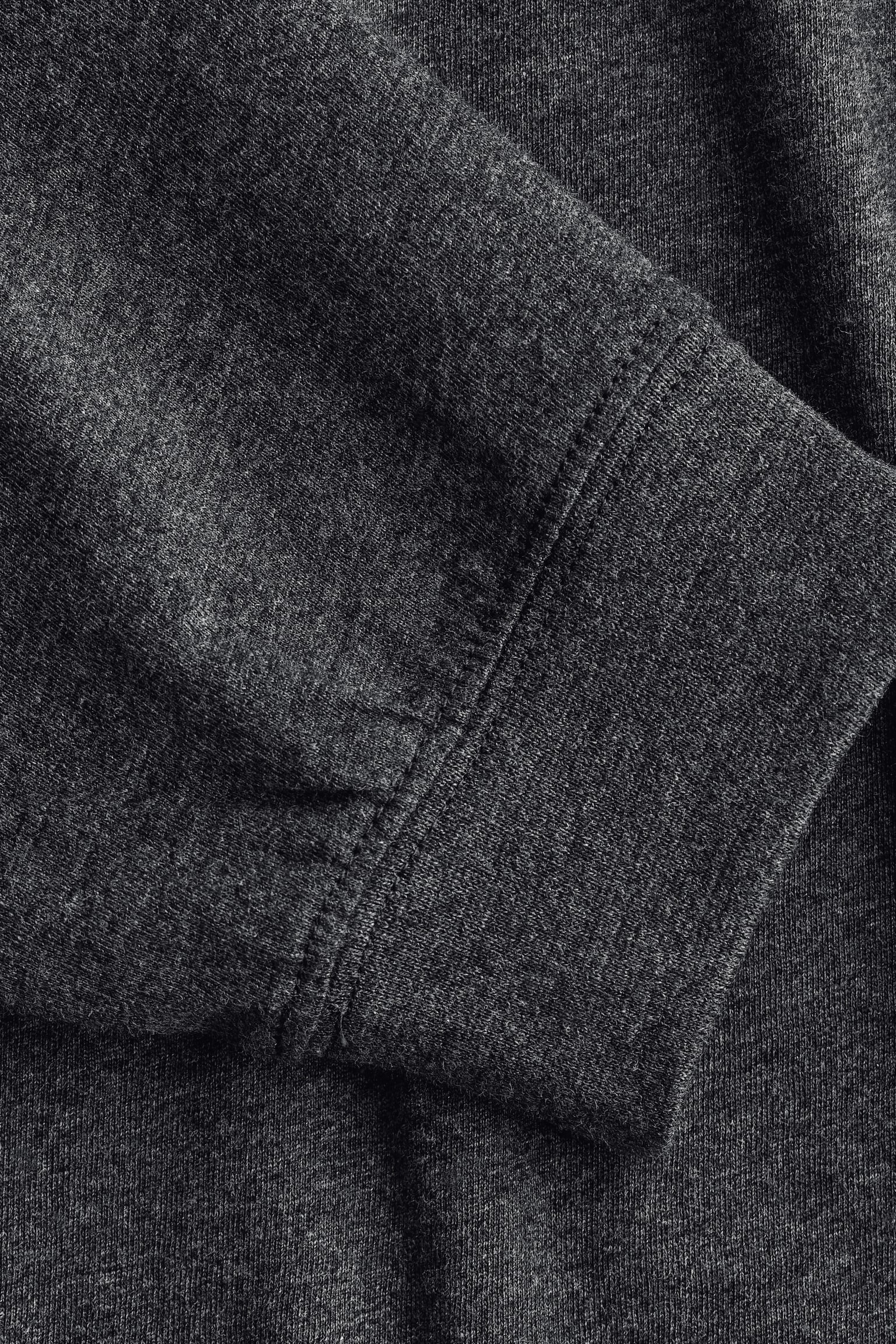 Женский топ H&M Long-Sleeved Cotton Top, цвет: Тёмный серый меланжевый — фото 5