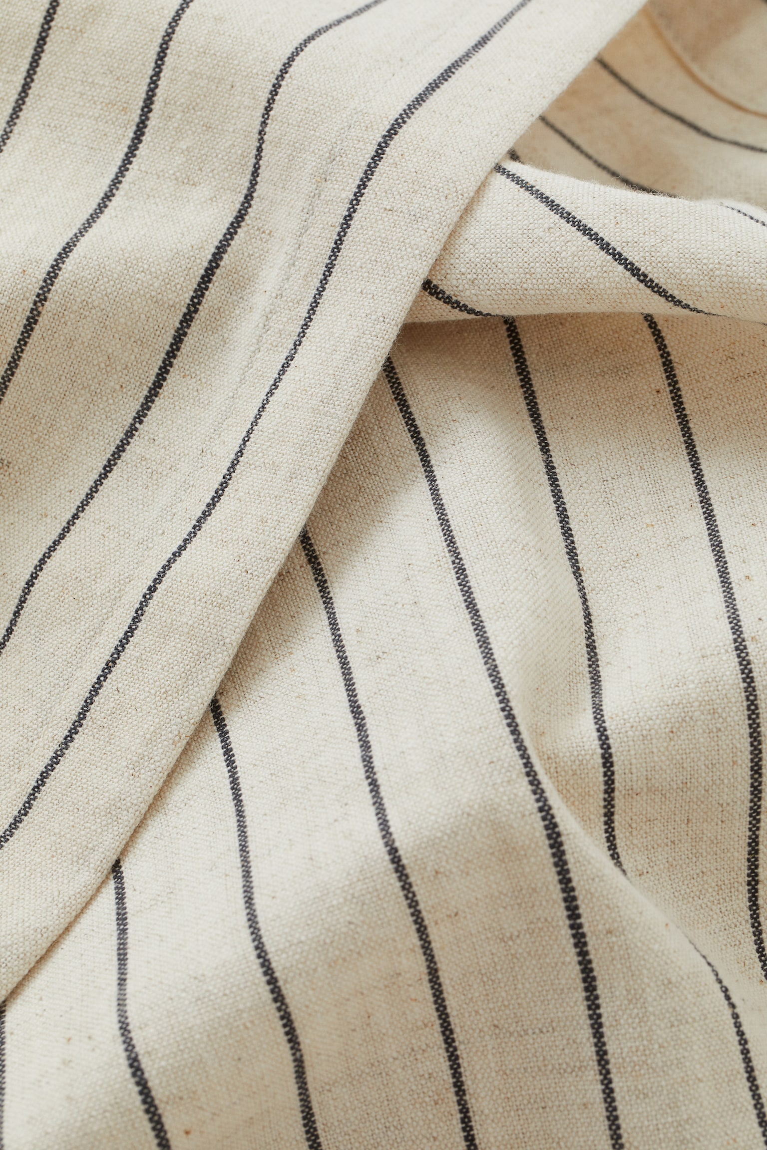 Striped linen-blend tablecloth - Light beige/Striped - 2