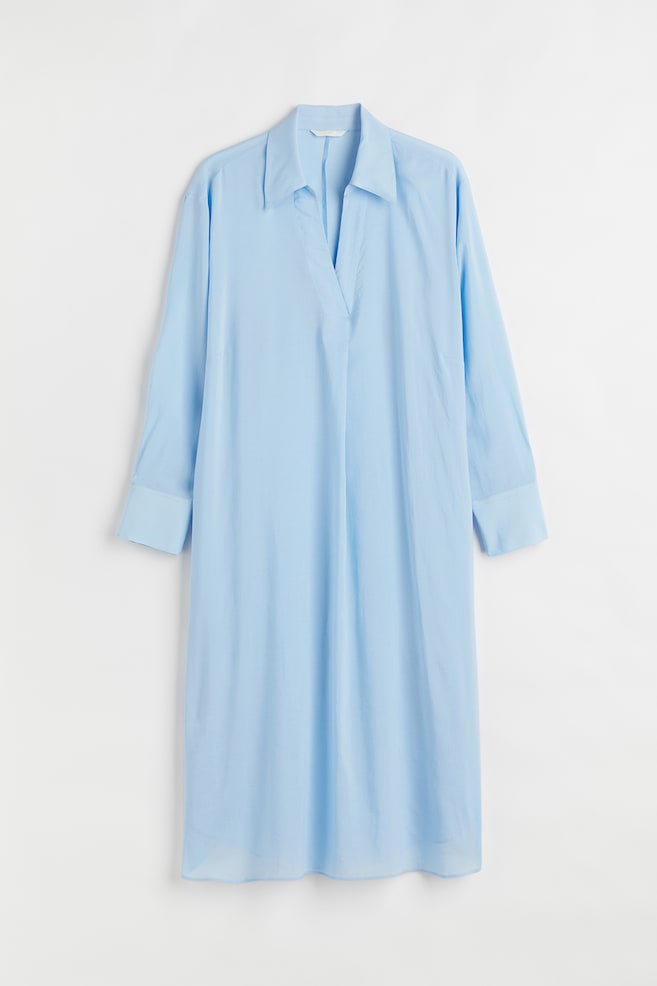 H&M+ Skjortklänning i lyocellmix - Ljusblå - 1