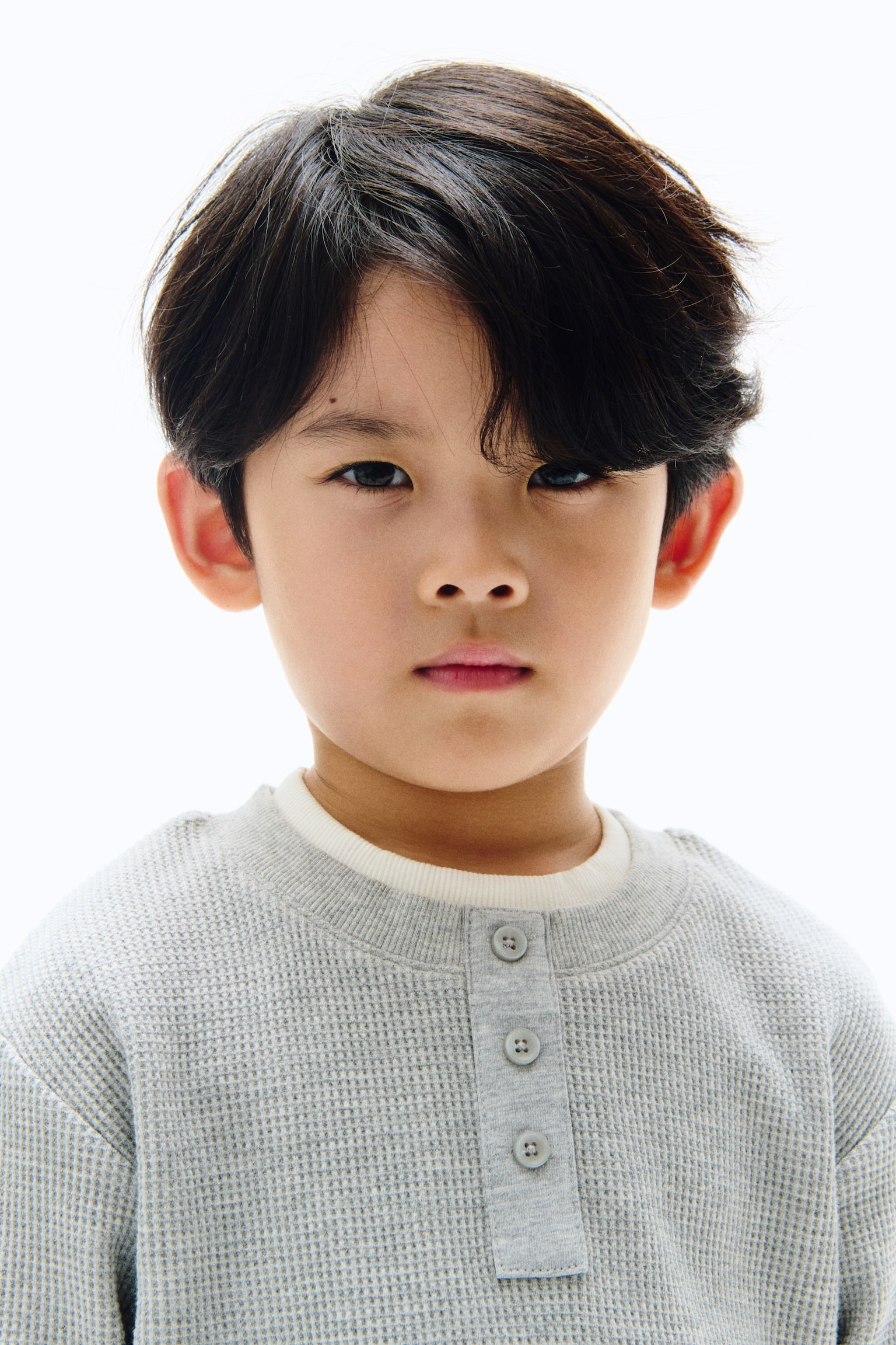 レイヤードルックワッフルTシャツ - グレー／ホワイト/ブラック／ホワイト - 5