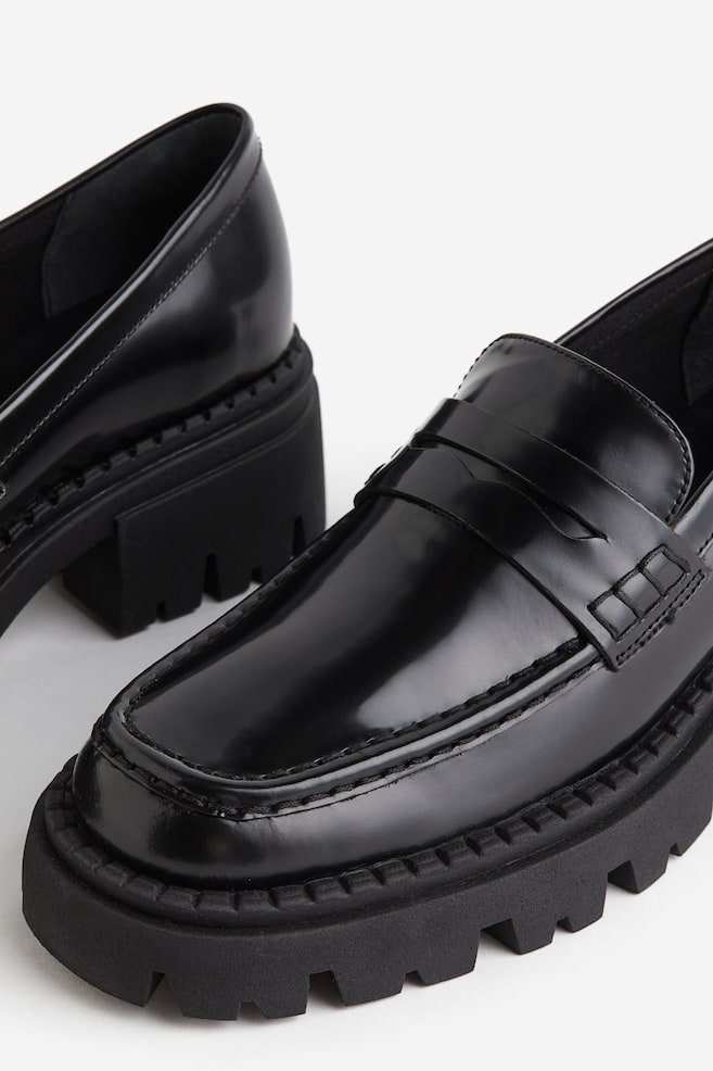 Chunky leather loafers - Black - 3