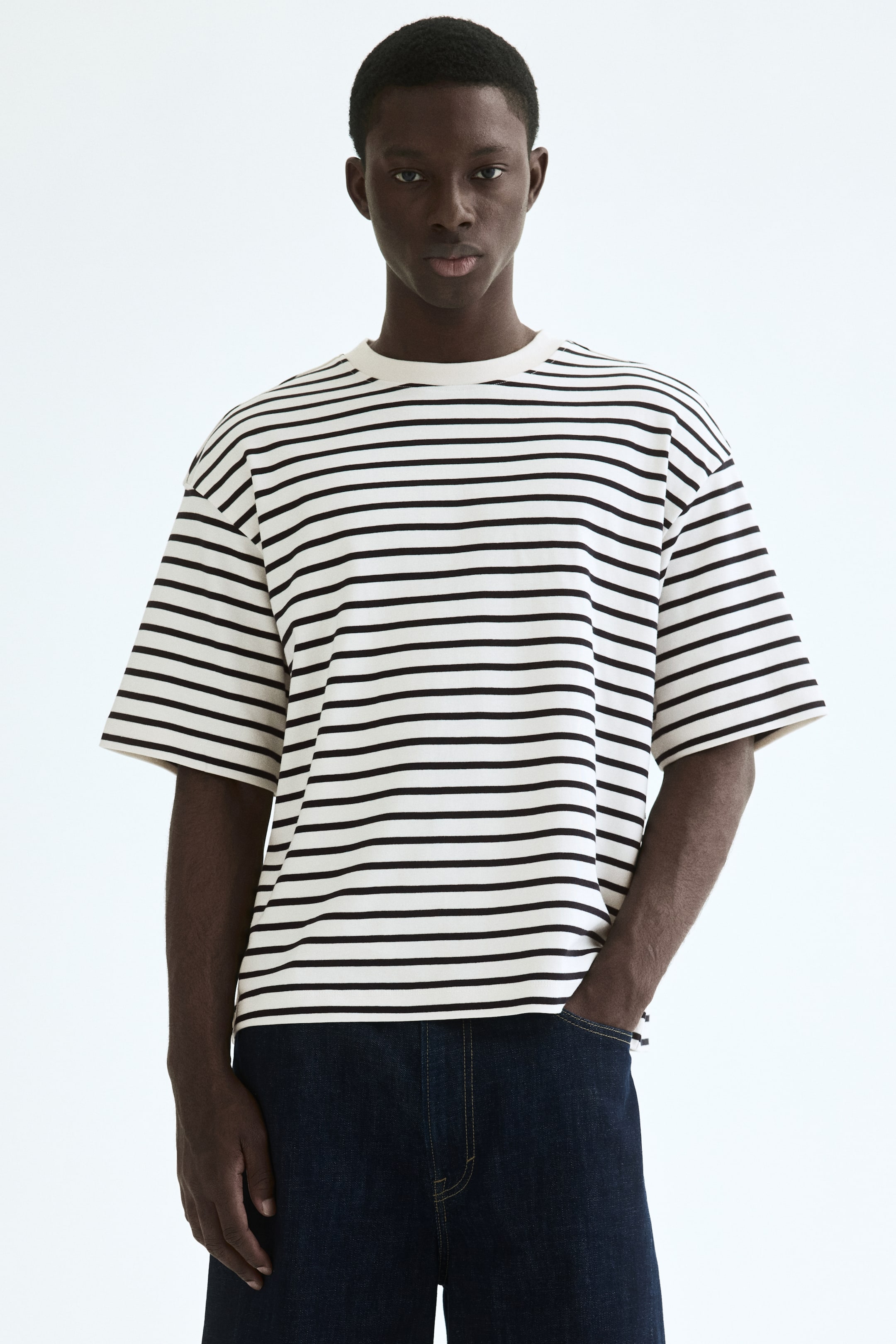 Мужские футболки H&M Relaxed-Fit Interlock Cotton T-Shirt — фото 7