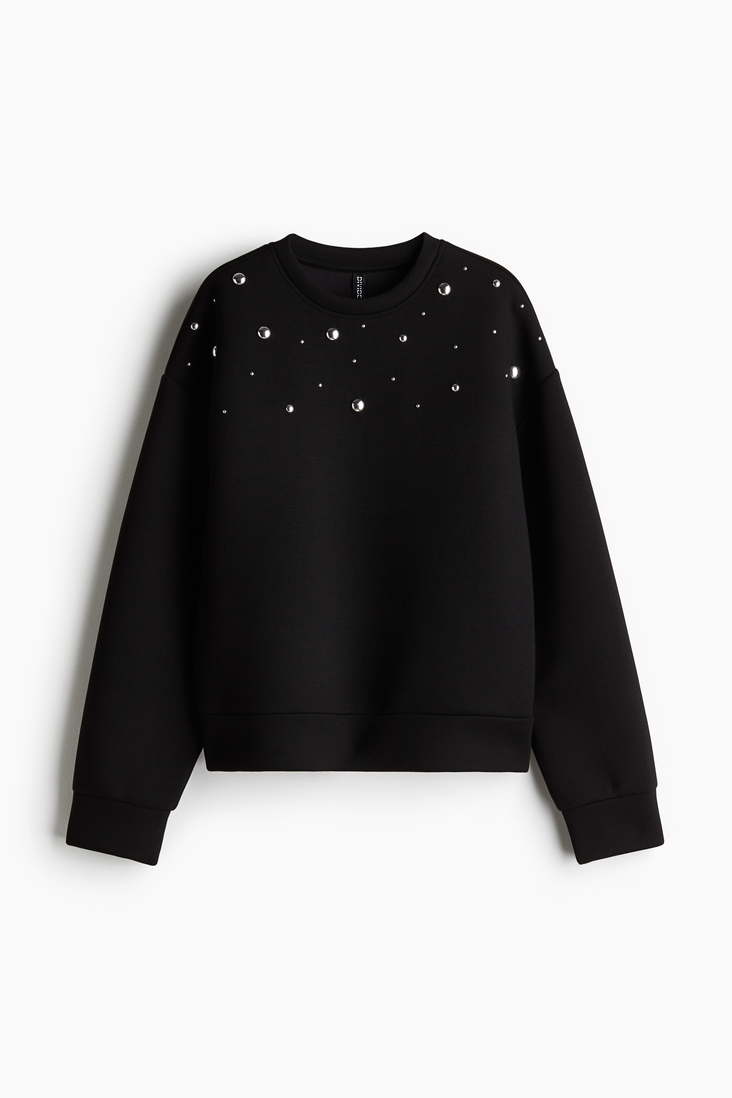 Ladies - Black Studded scuba sweatshirt - Size: M  - H&M