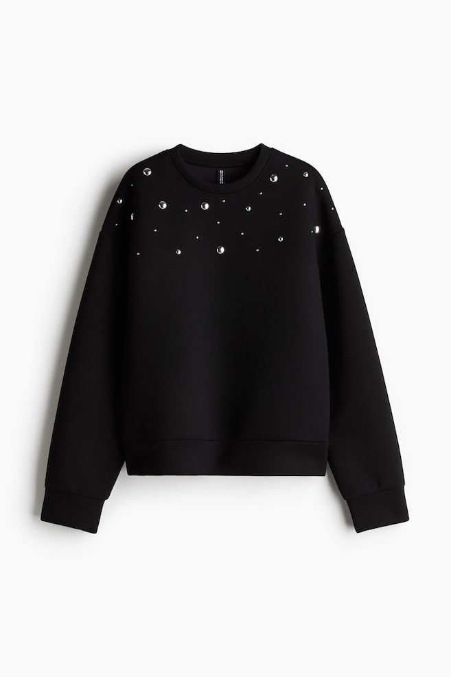 Scuba-Sweatshirt mit Nieten - Schwarz - 1