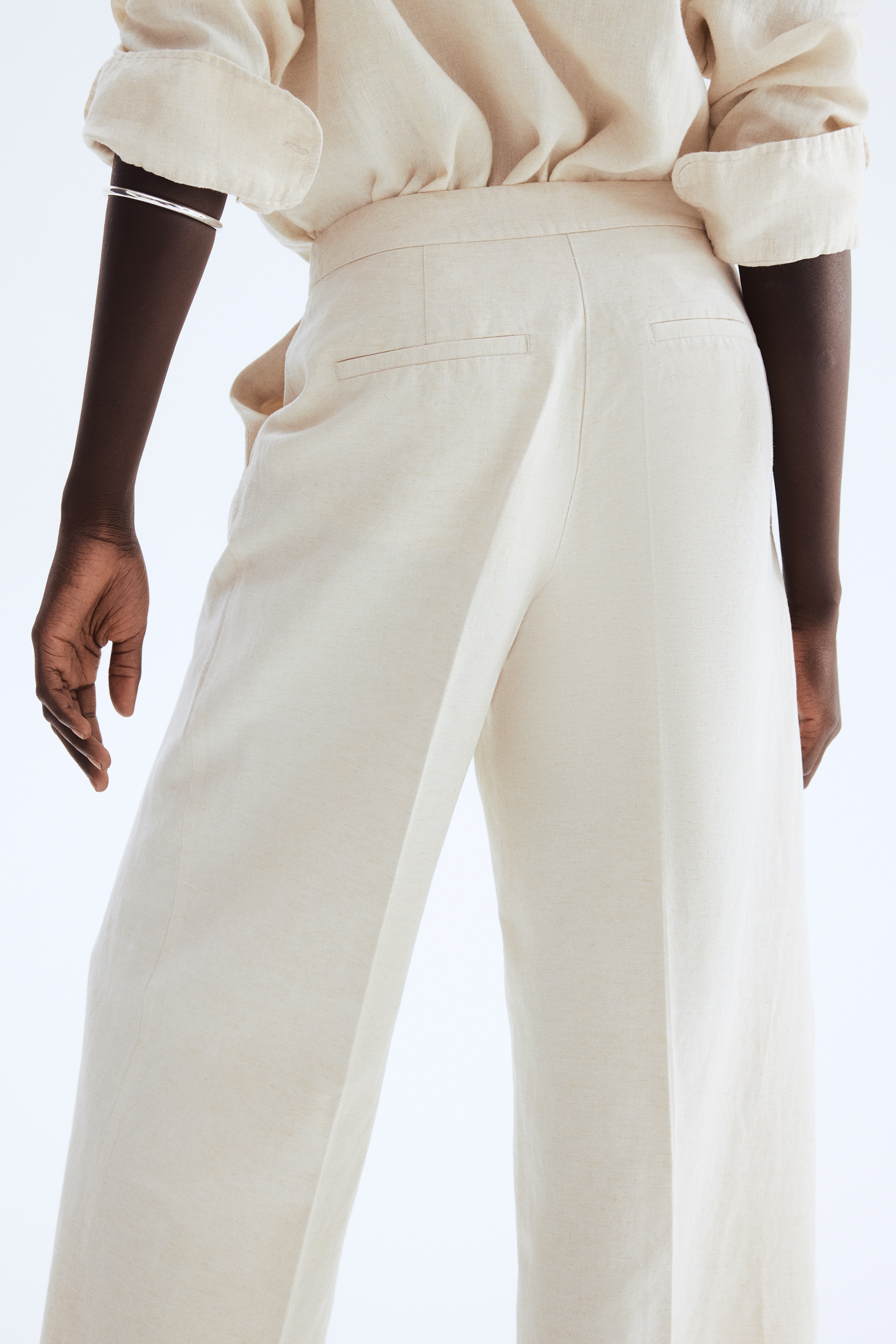 Women's Light beige Dressy Linen-Blend Pants | H&M US