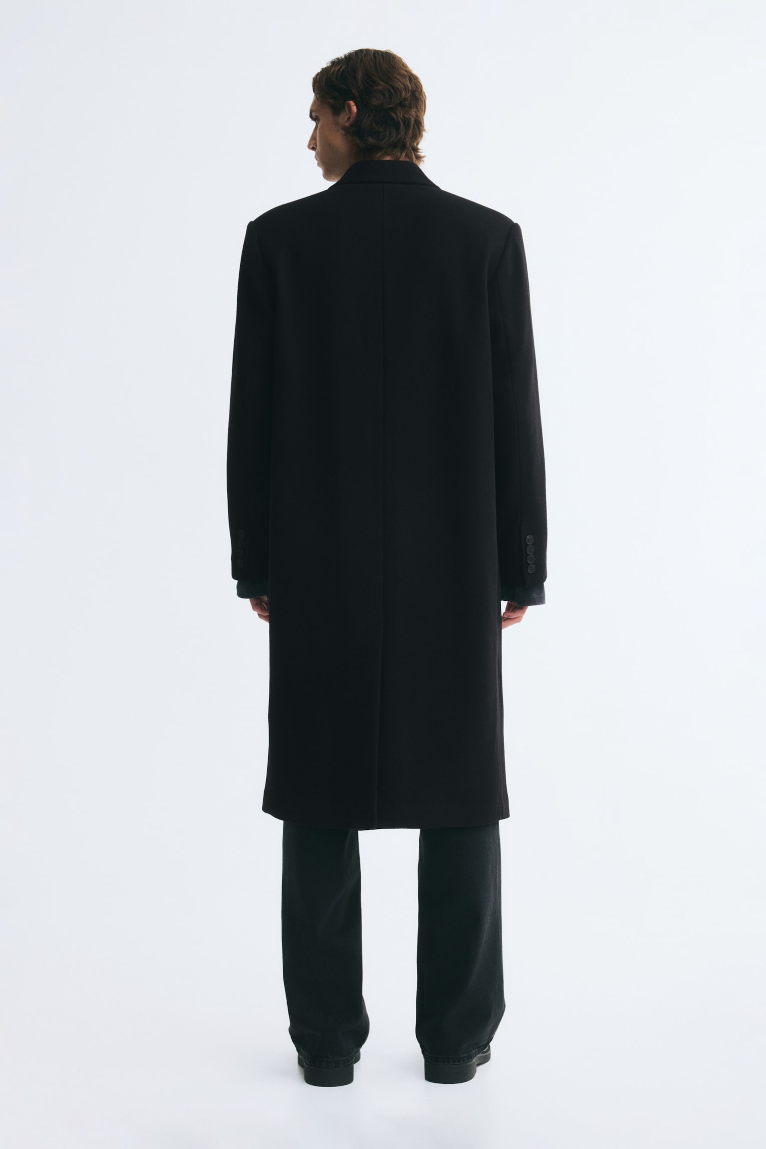 Мужское пальто H&M Double-Breasted Wool-Blend, цвет: Чёрный — фото 5