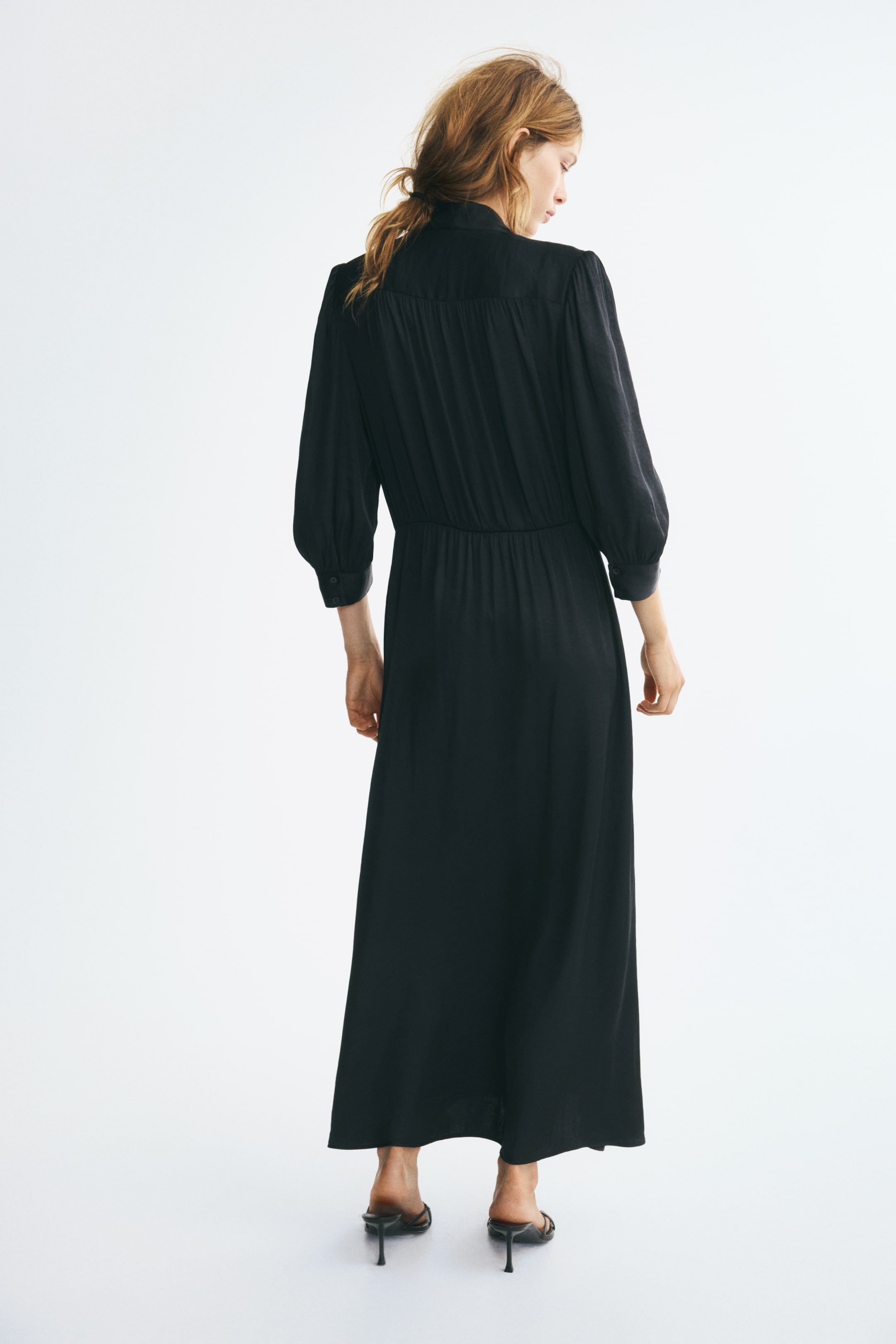 Voir une image plus grande: Puff-Sleeved Dress with Bow Collar - Noir - Ladies | H&M CA 1