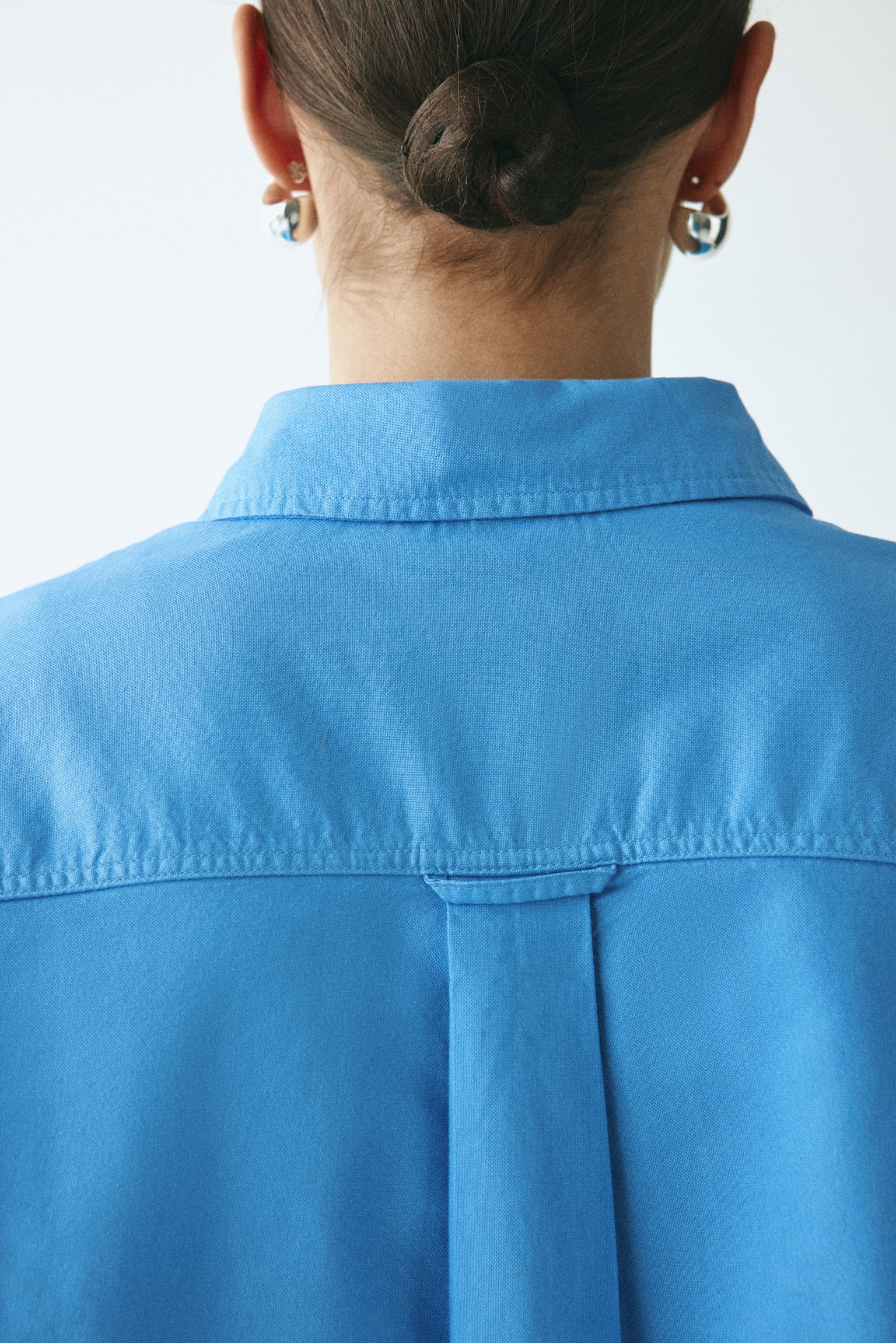 Oversized poplin shirt - Blue/Blue/Striped/Light beige/Striped - 4