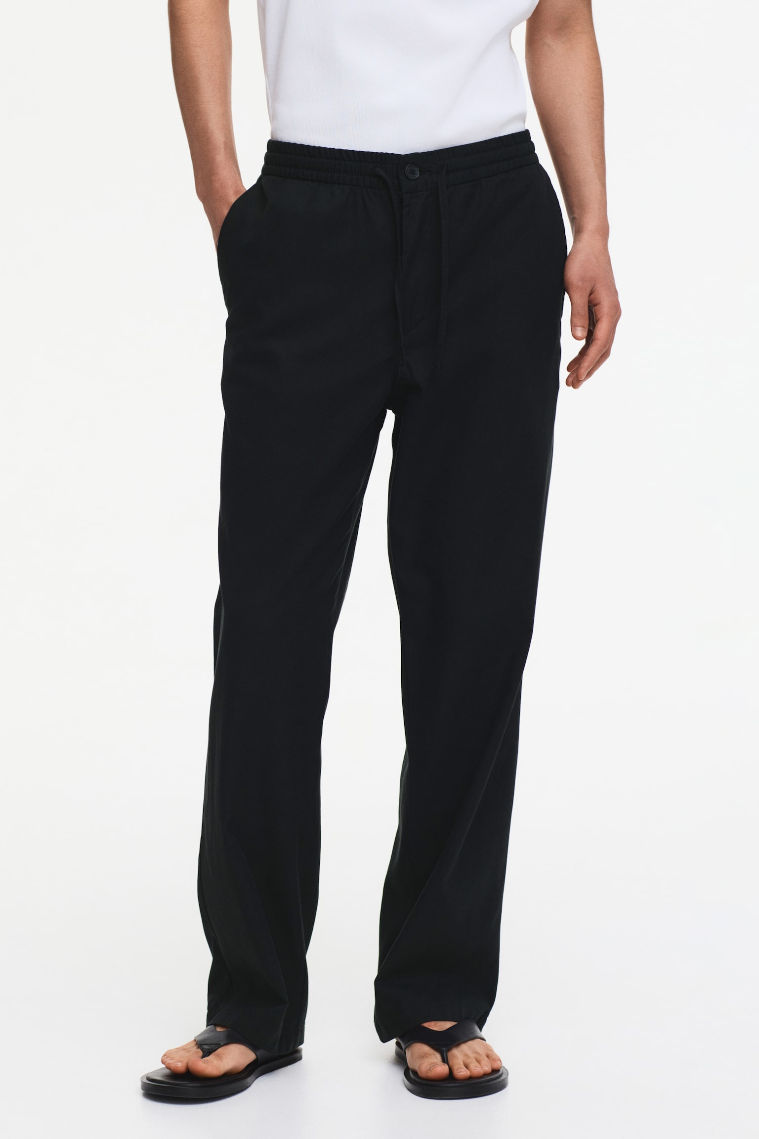 Relaxed Fit Trousers - Black/Beige/Taupe - 4