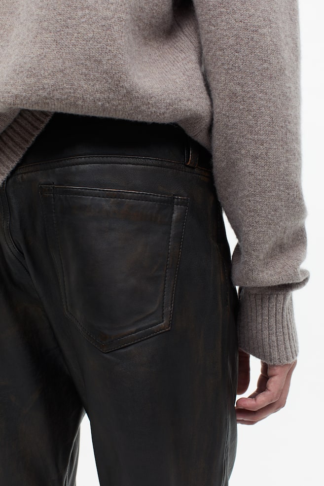Bukser i læder - Mørkebrun/Sort - 3