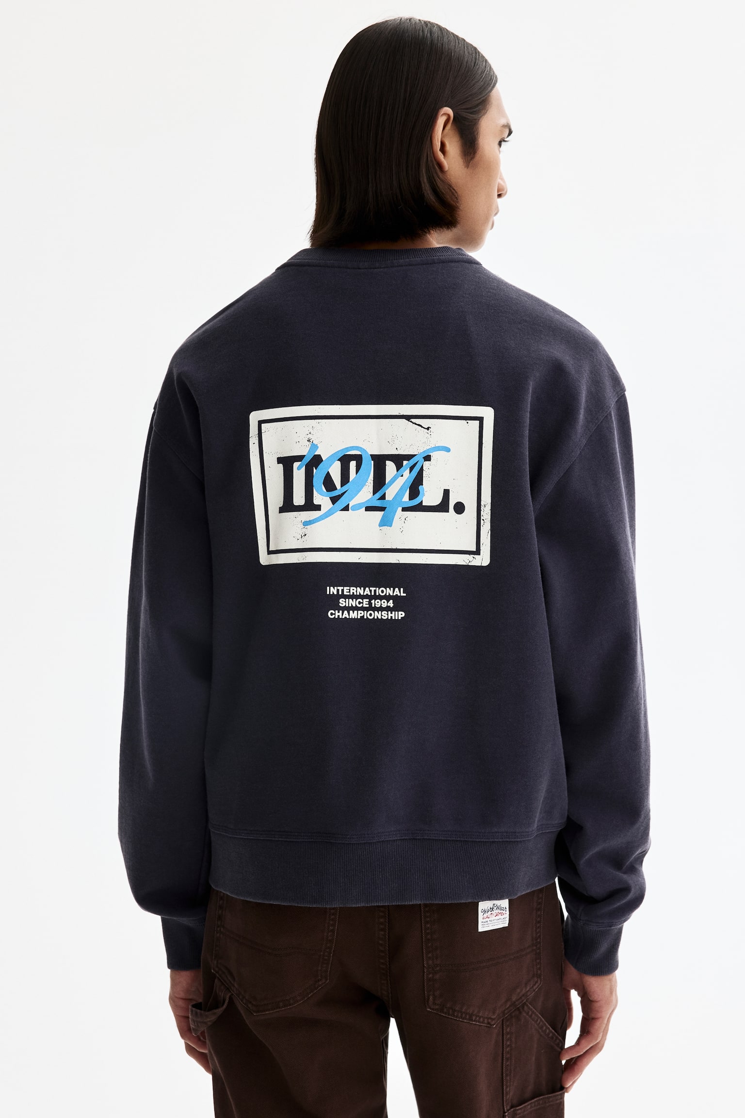 Loose Fit Printed Sweatshirt - Dark blue/INTL. 94/Dark beige/SoHo NYC - 4
