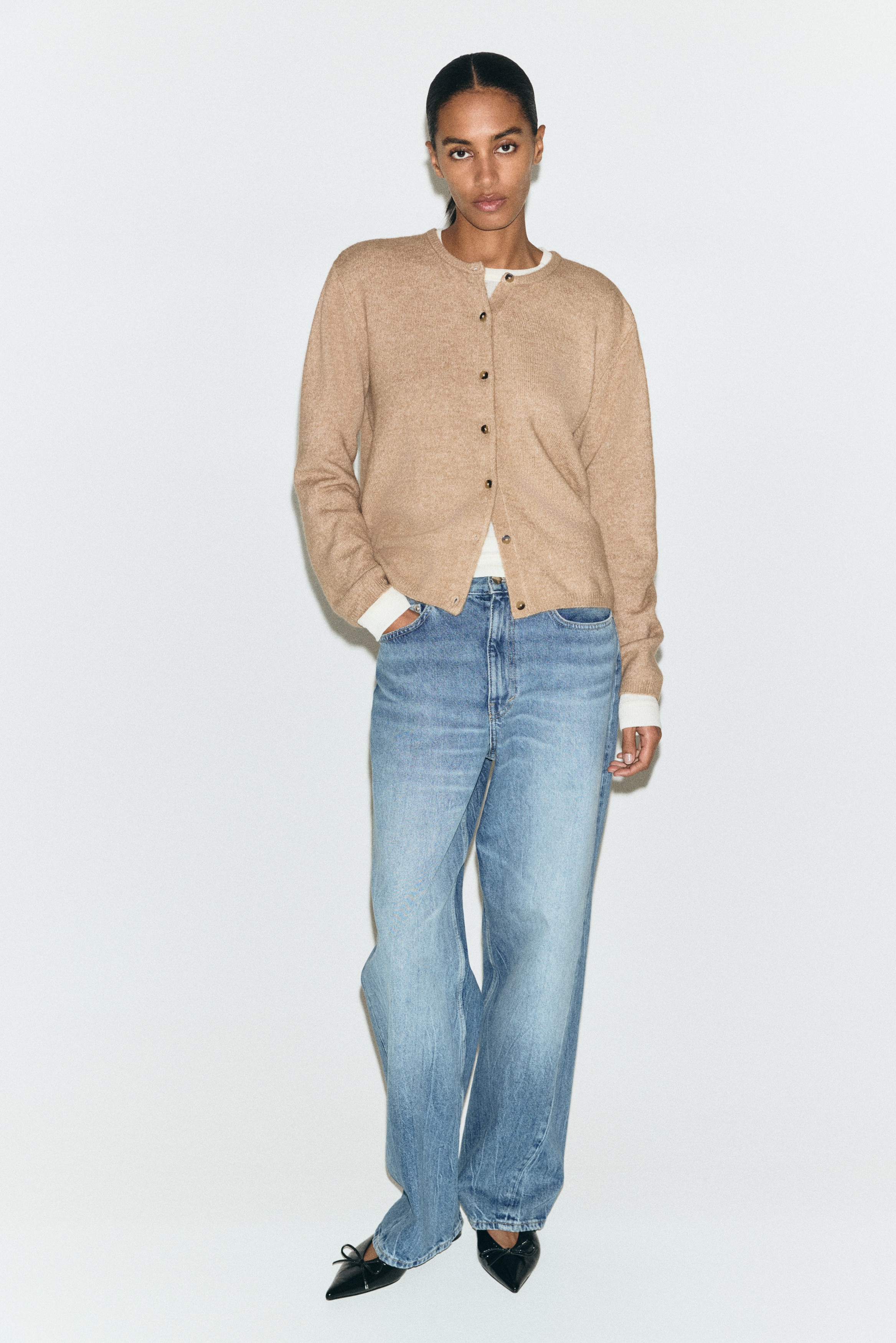 Cardigan cu croială lejeră - Bej-melanj/Galben-deschis/Bleumarin/Gri-închis melanj/Gri-bej melanj/Verde-deschis melanj/Roșu-burgund/Maro/Negru/Maro-închis