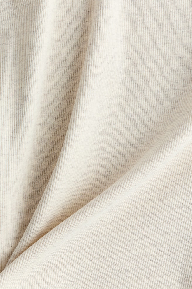 Ribbed vest top-Light beige marl - 2