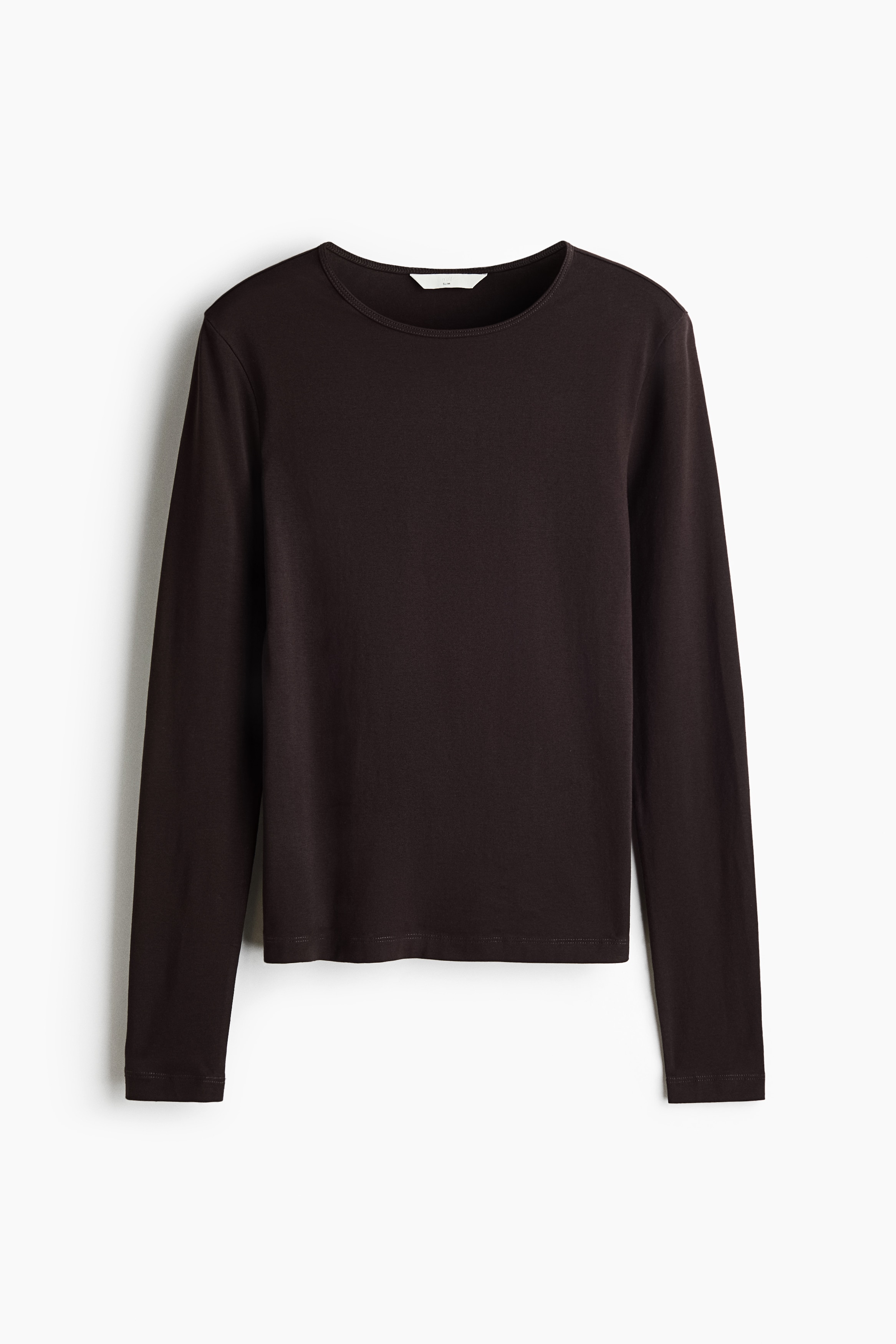 Supima® cotton top - Dark brown/Light grey marl/White