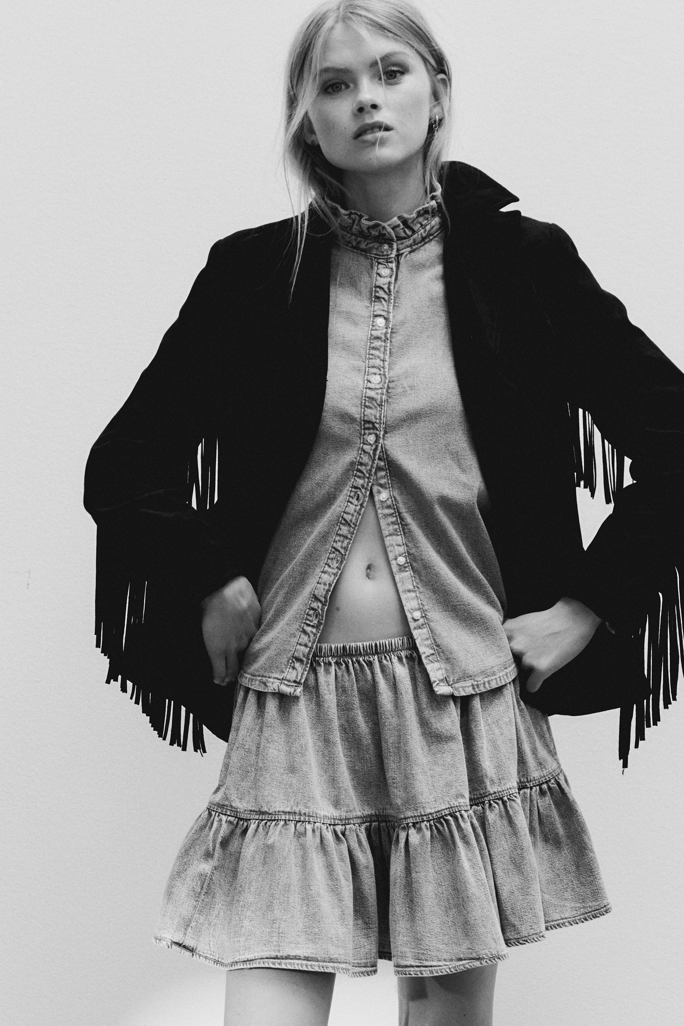 Flounced mini skirt