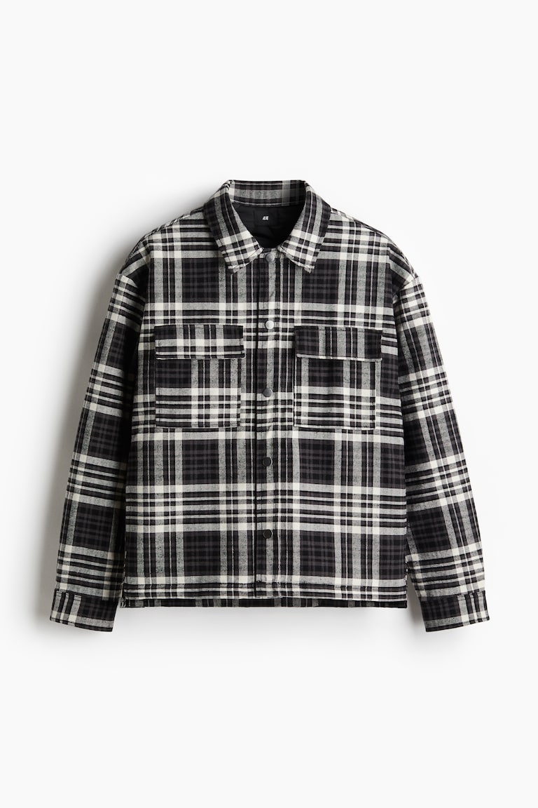 Wool Blend Black And White Shacket H&m Jackets Flannel H And M